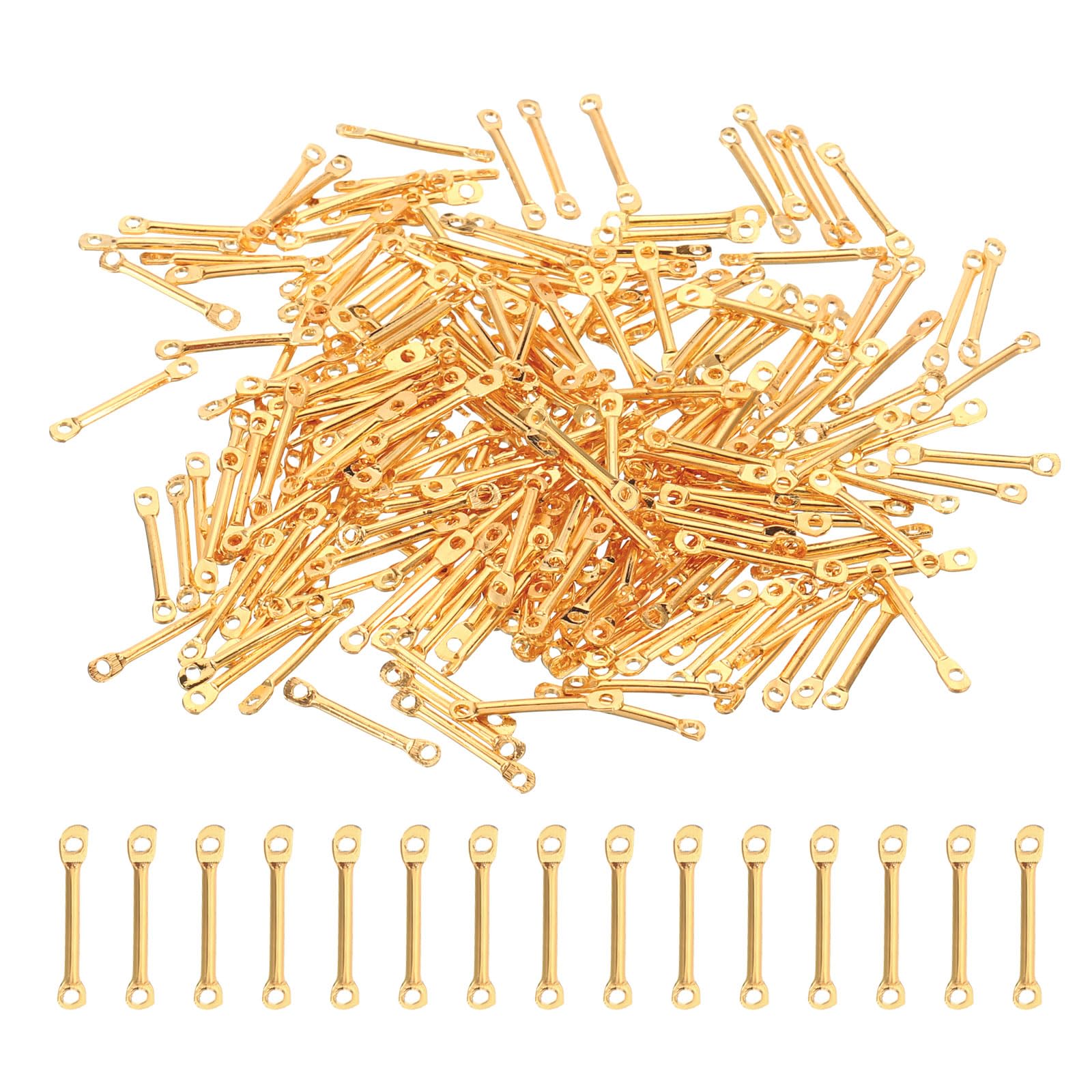 PATIKIL Bar Links for Jewelry Making 200 Pcs 30mm/1.18" Stick Strip Earring Connectors 2 Hole for Earring Necklace Bracelet DIY Light Golden