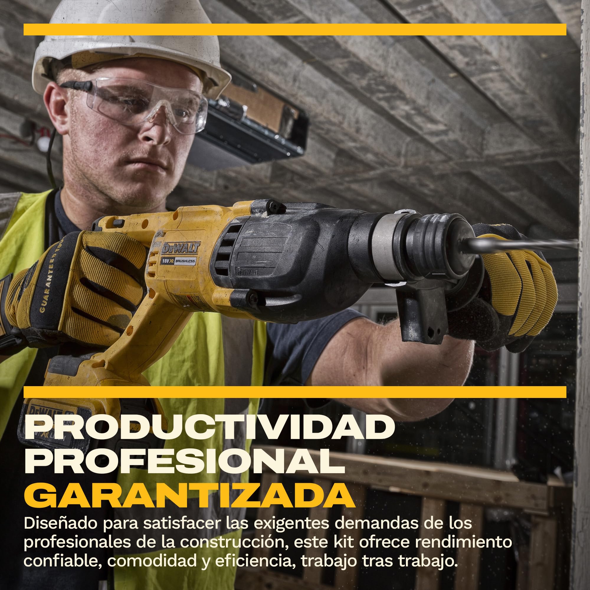 DEWALT Kit Combo 18V de 4 Herramientas (Taladro Percutor Compacto, Atornillador de Impacto, Martillo Rotativo SDS-Plus 18V, Amoladora Angular 125mm) con 3 Baterías de 4Ah en Bolsa Blanda, DCK424M3-QW