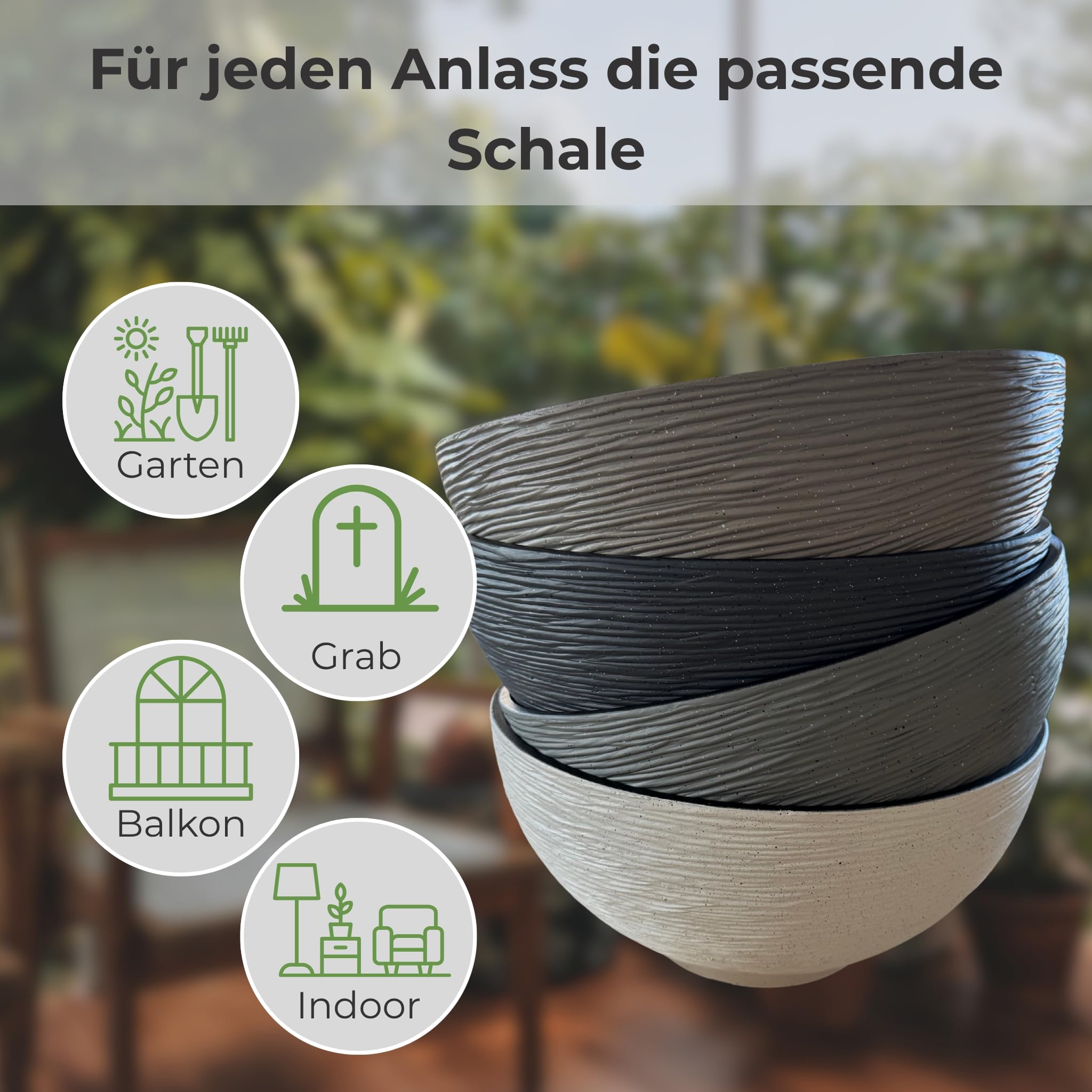 matches21 HOME & HOBBY Grande jardinière pour l'extérieur de 45 x 23 cm - Bol décoratif imitation pierre en sable comme jardinière résistante aux intempéries