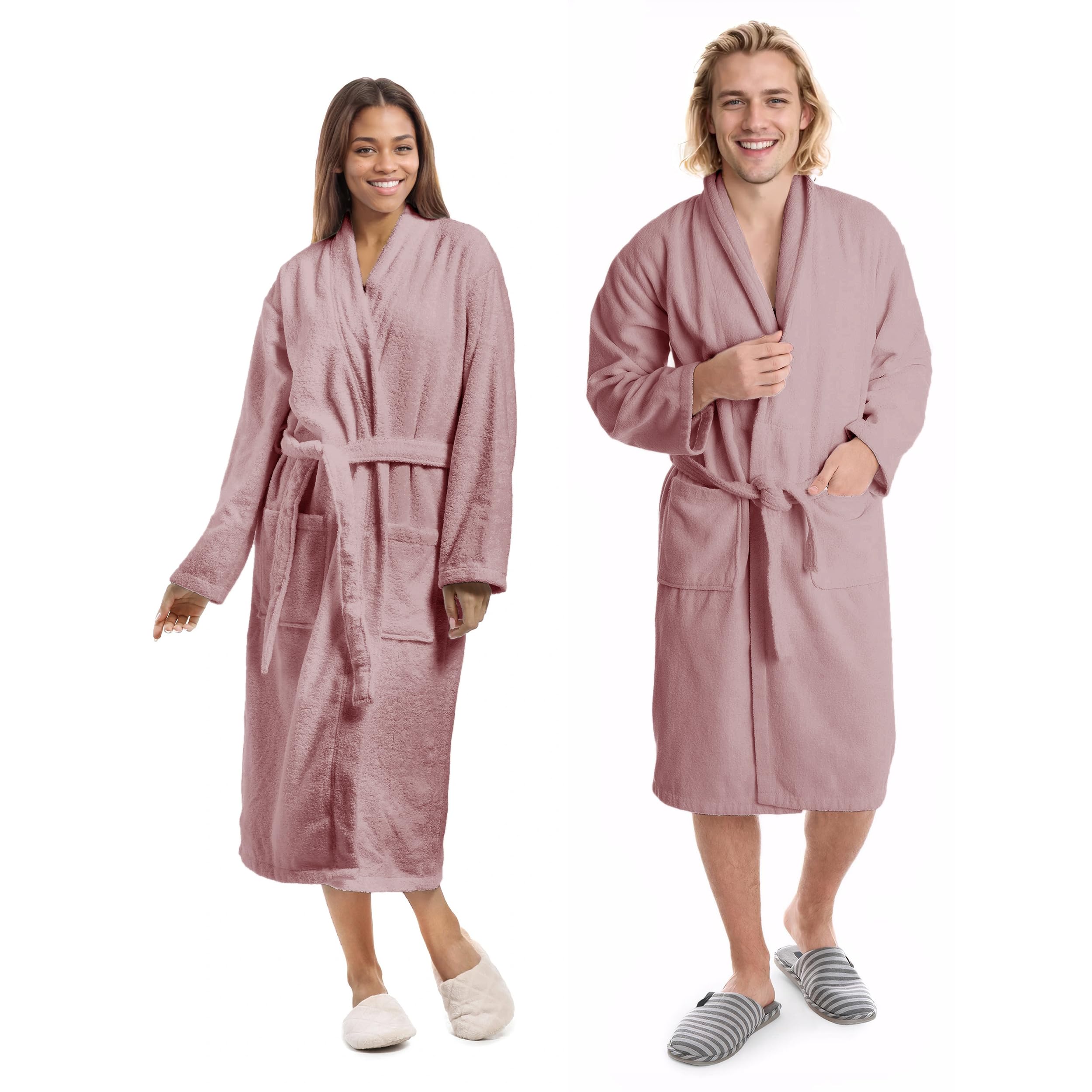 BESCH Albornoz Unisex para Hombre y Mujer Rizo 100% Algodón - Bata de Casa Unisex Tacto Super Suave y Cómodo