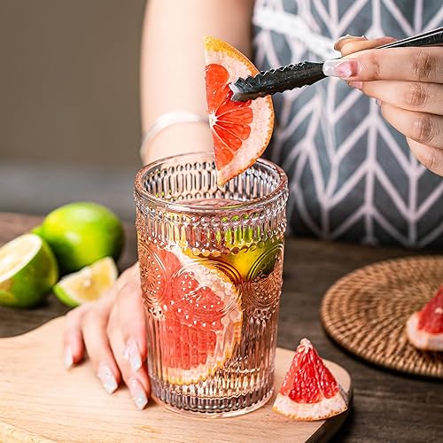 Miniatura 6 de Juego de 12 vasos vintage de vidrio transparente a rayas, juego de cristalería acanalada, vasos altos de vidrio de agua, tazas de mojito, copa de