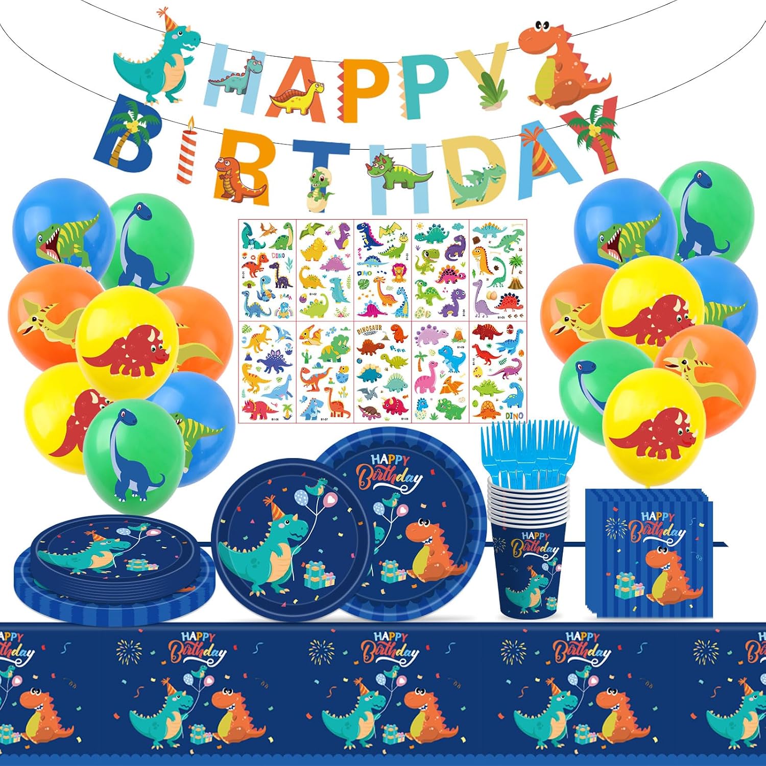 Poqirzan 108PCS Dinosaur Birthday Party Supplies Dinosaur — free download
