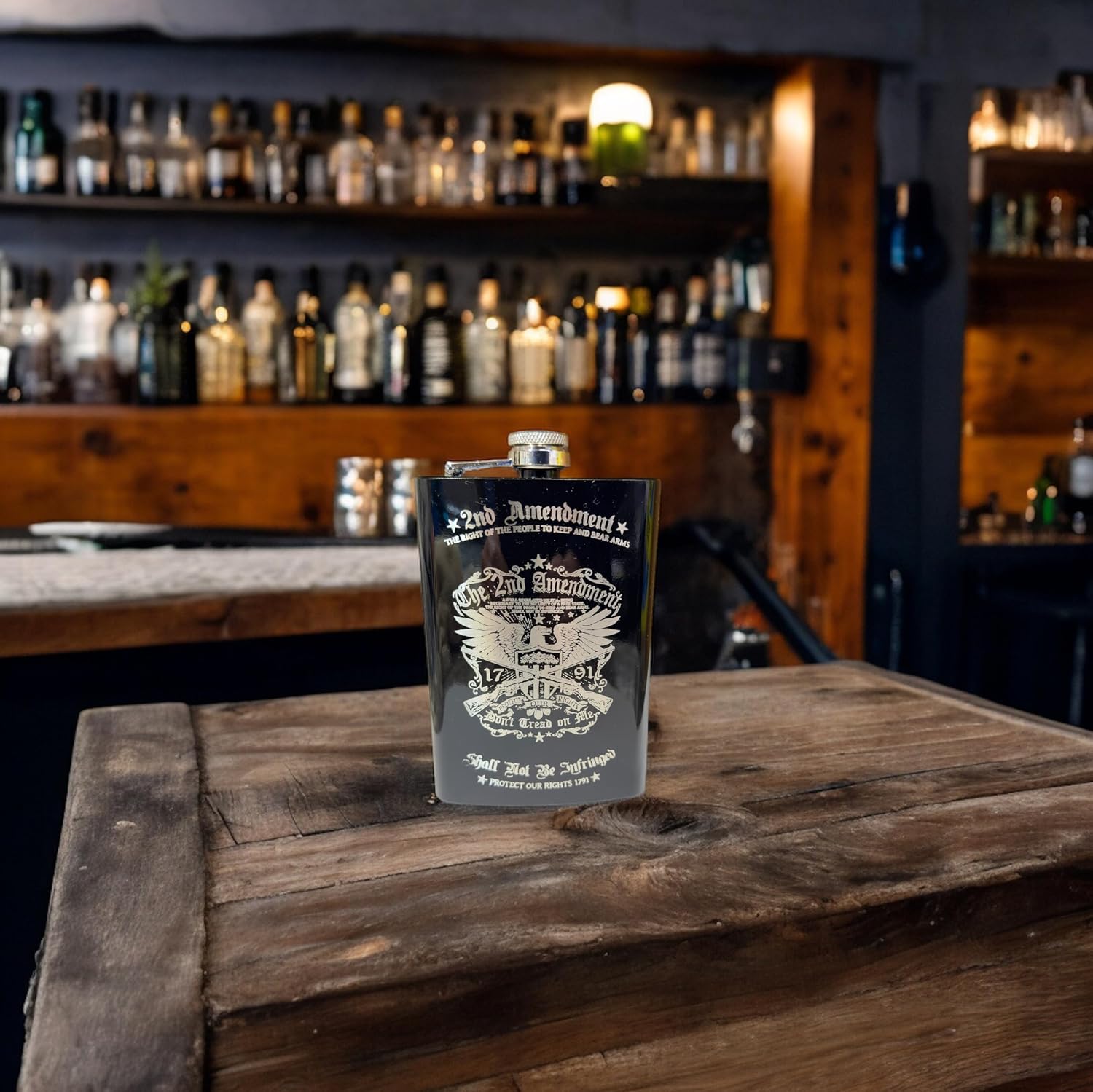 8oz BLACK 2nd Amendment Flask