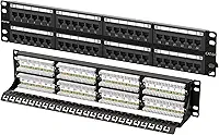 FGB Patch Panel Cat6A de 10 Gbps, Patch Panel Ethernet RJ45 de 48 portas para montagem em rack de 19 polegadas ou montagem na parede, painel de rede 2U para redes Gigabit