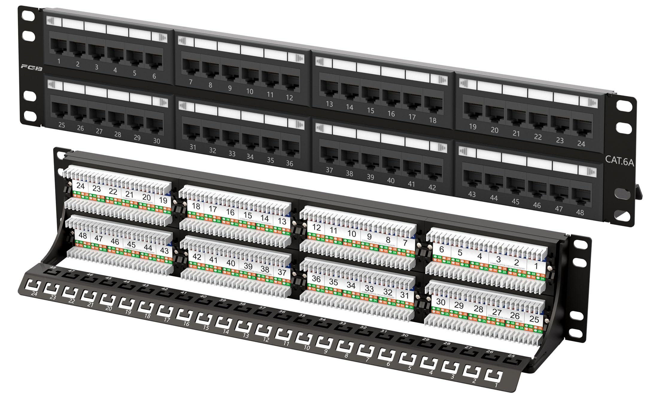 FGB 10Gbps Cat6A Patch Panel, 48-Port