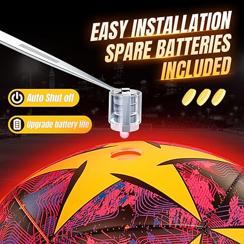 Miniatura 5 de Light Up Soccer Ball Glow in The Dark Size 34 5 Indoor&Outdoor Sports Gifts Birthday Ideas for 3-15+ Boys, Girls, Teens with Pre-Installed Batteries