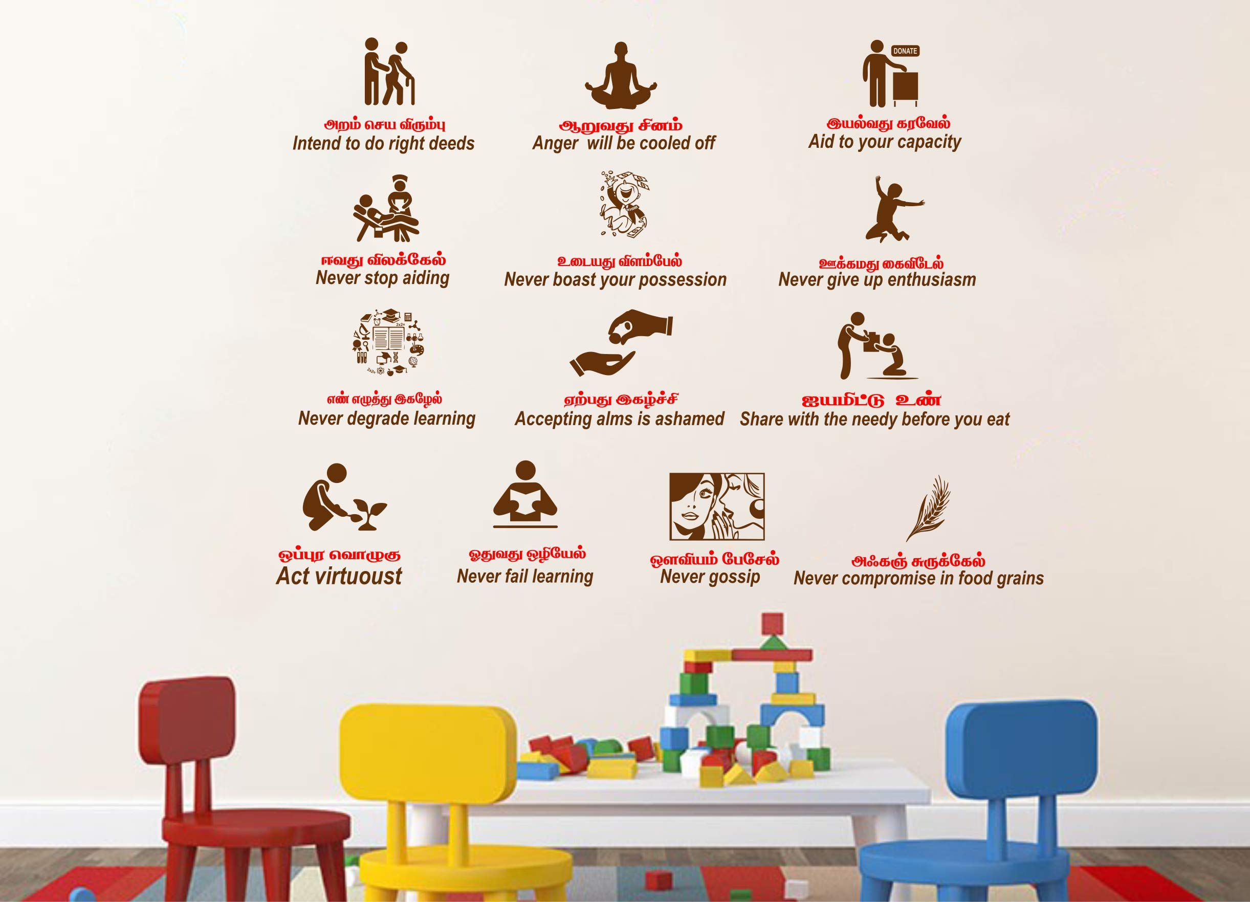 Decal O Decal Tamil and English -Aathichudi Wall Stickers(PVC Vinyl,Multicolour) (B07MZ65RWH) Amazon Price History, Amazon Price Tracker