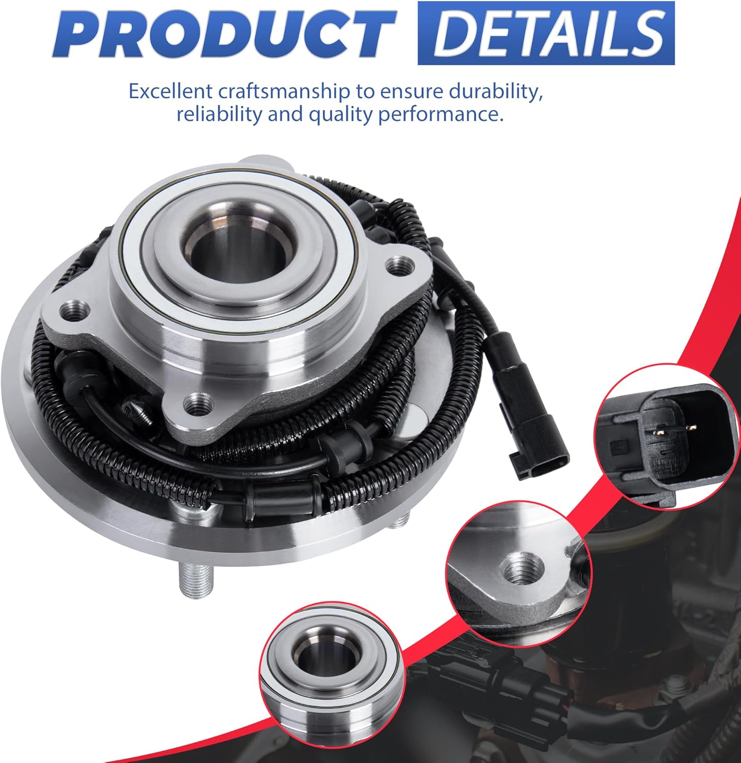 2PCS 512360 Rear Wheel Hub Bearing Assembly 5 Lugs w/ABS Compatible for 2008-2012 Chrysler Town & Country