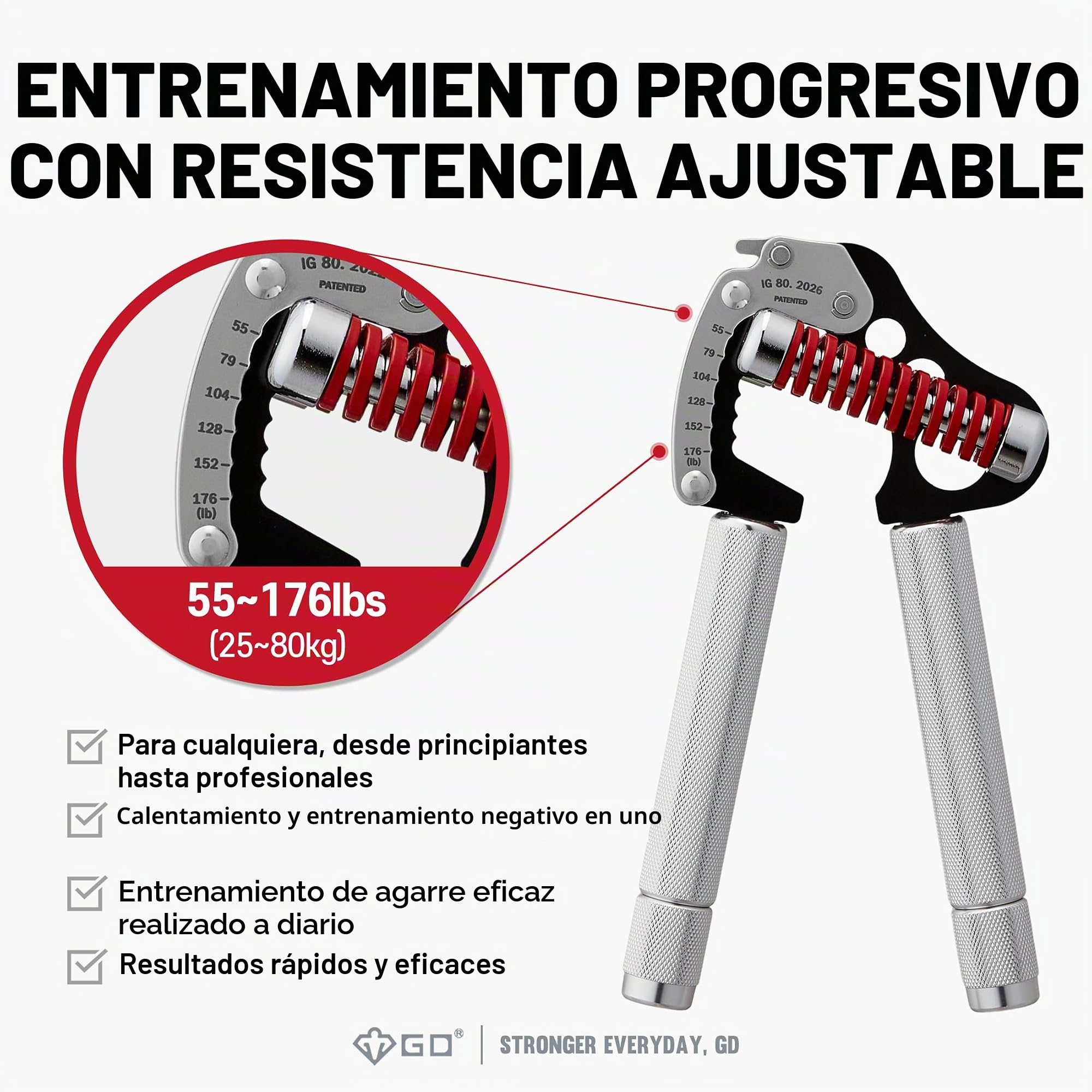 GD IRON GRIP - Juego de empuñaduras (entrenador de agarre de escalada en roca) Entrenador de fuerza de agarre ajustable, fortalecedor de agarre de mano, fortalecedor de muñeca para entrenamiento de