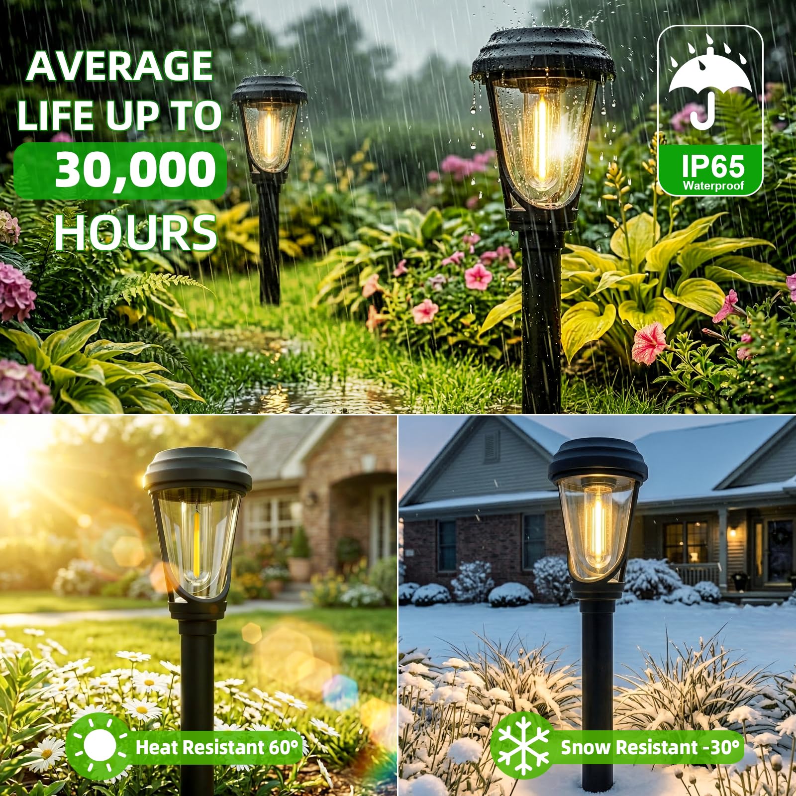 Bzavor 8 lampade solari per esterni da giardino, 3000 K, luce bianca calda, lampade solari da giardino, IP65, impermeabili, per esterni, terrazze, sentieri