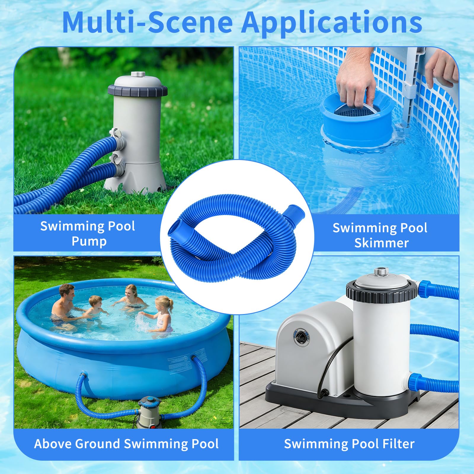 Tuyau Piscine 38mm 1 Mètre Tuyau de Rechange pour Pompe Filtre Piscine Hors Sol
