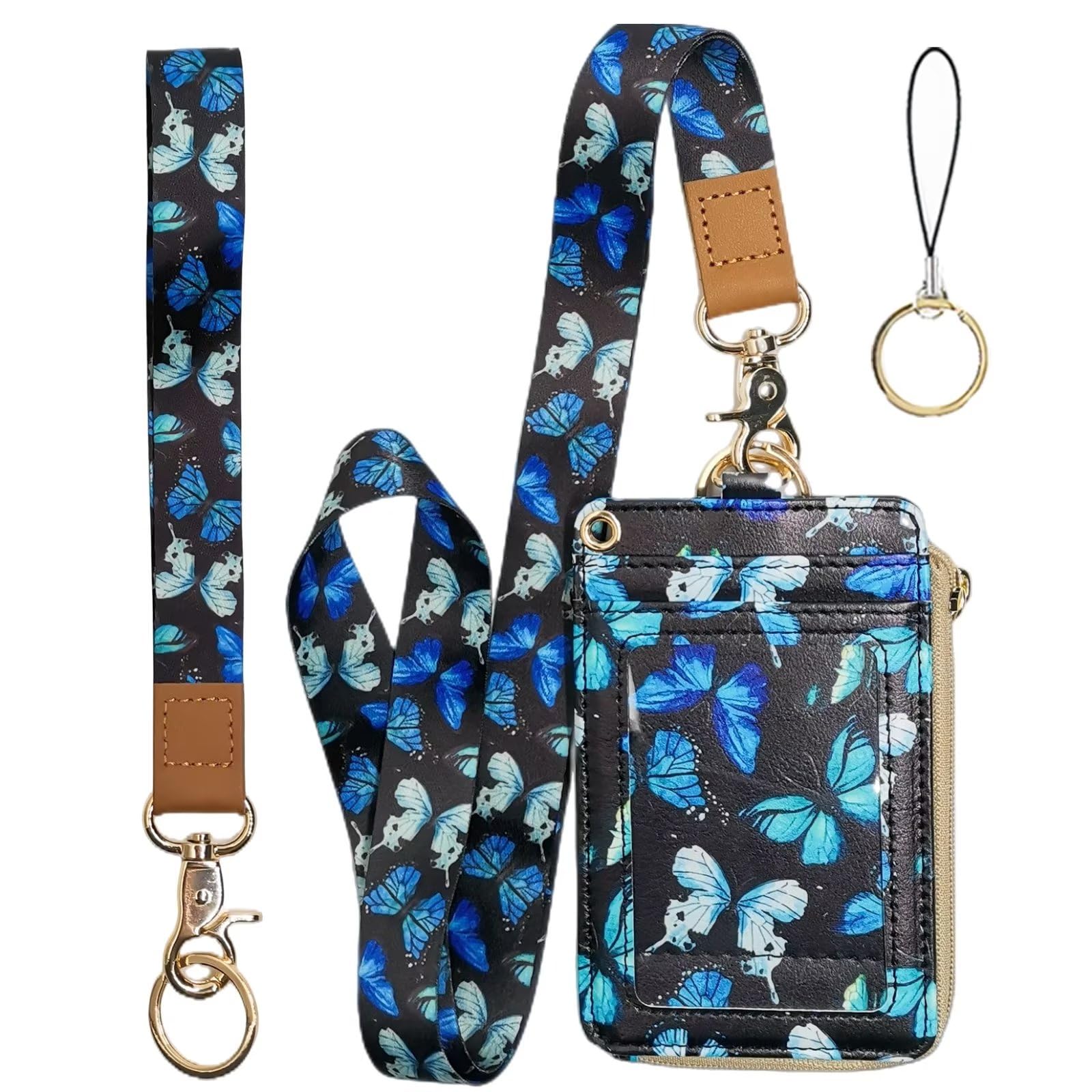 Butterfly Badge Holder with Zipper Pocket