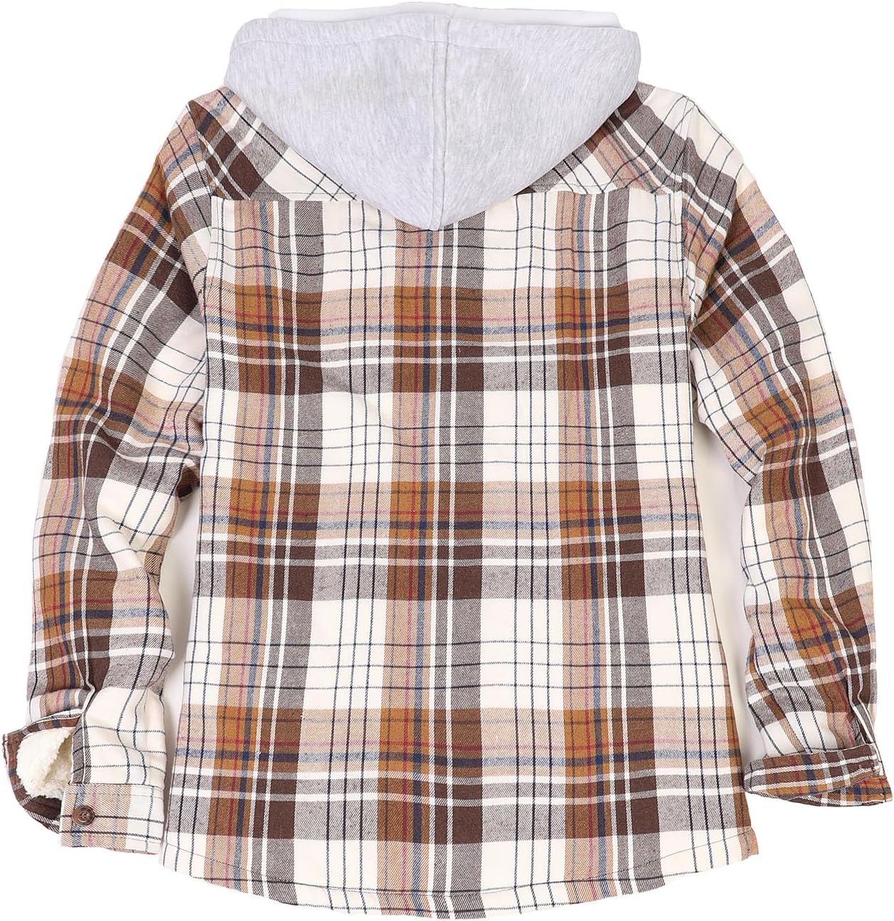 ZENTHACE Women's Hooded Flannel Shirt Jacket,Sherpa Lined Full Zip Fall Winter Plaid Shacket - Image 4