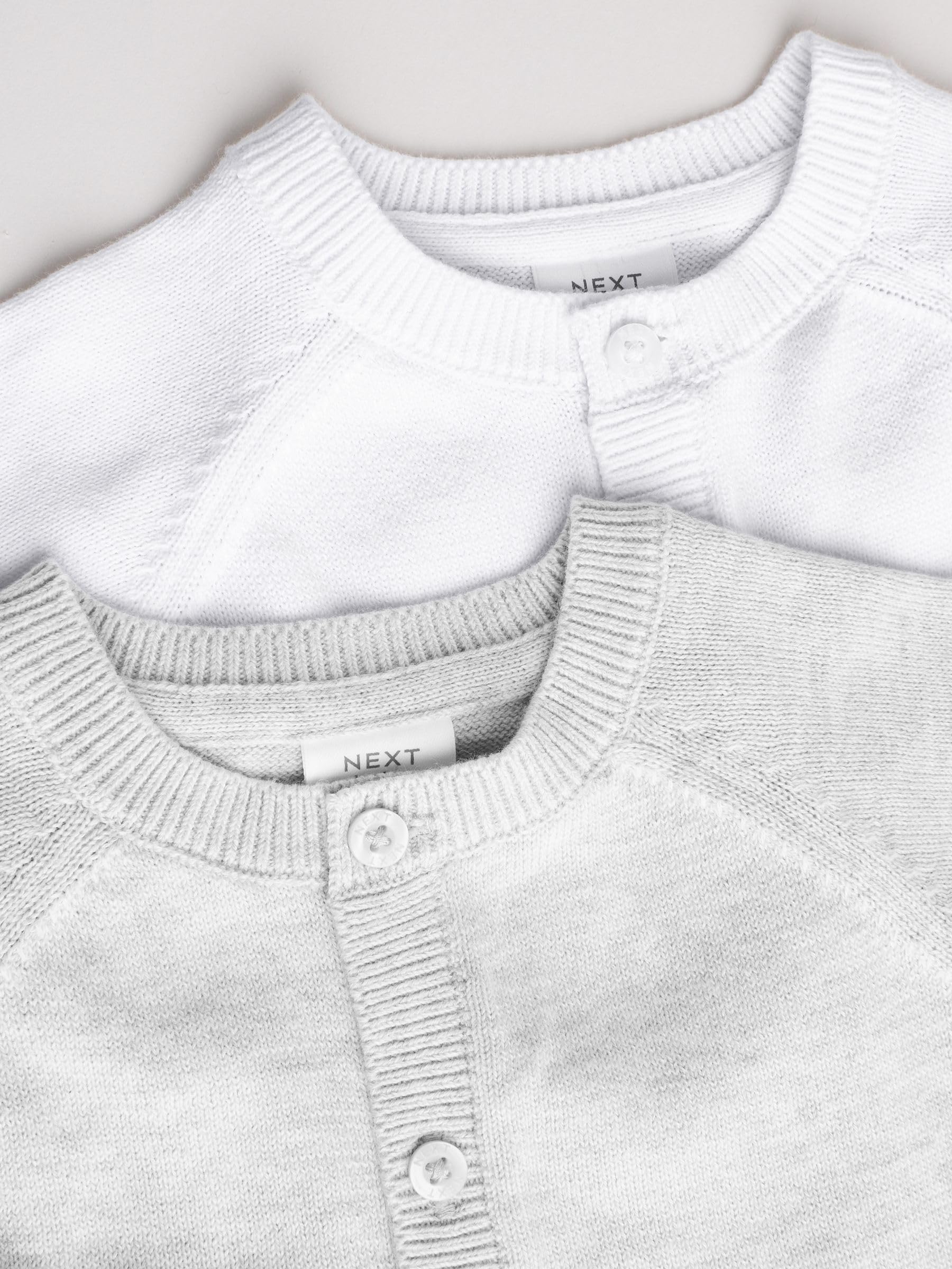 NEXT Bébé Cardigan bébé en Maille Gris et Blanc, Lot de 2
