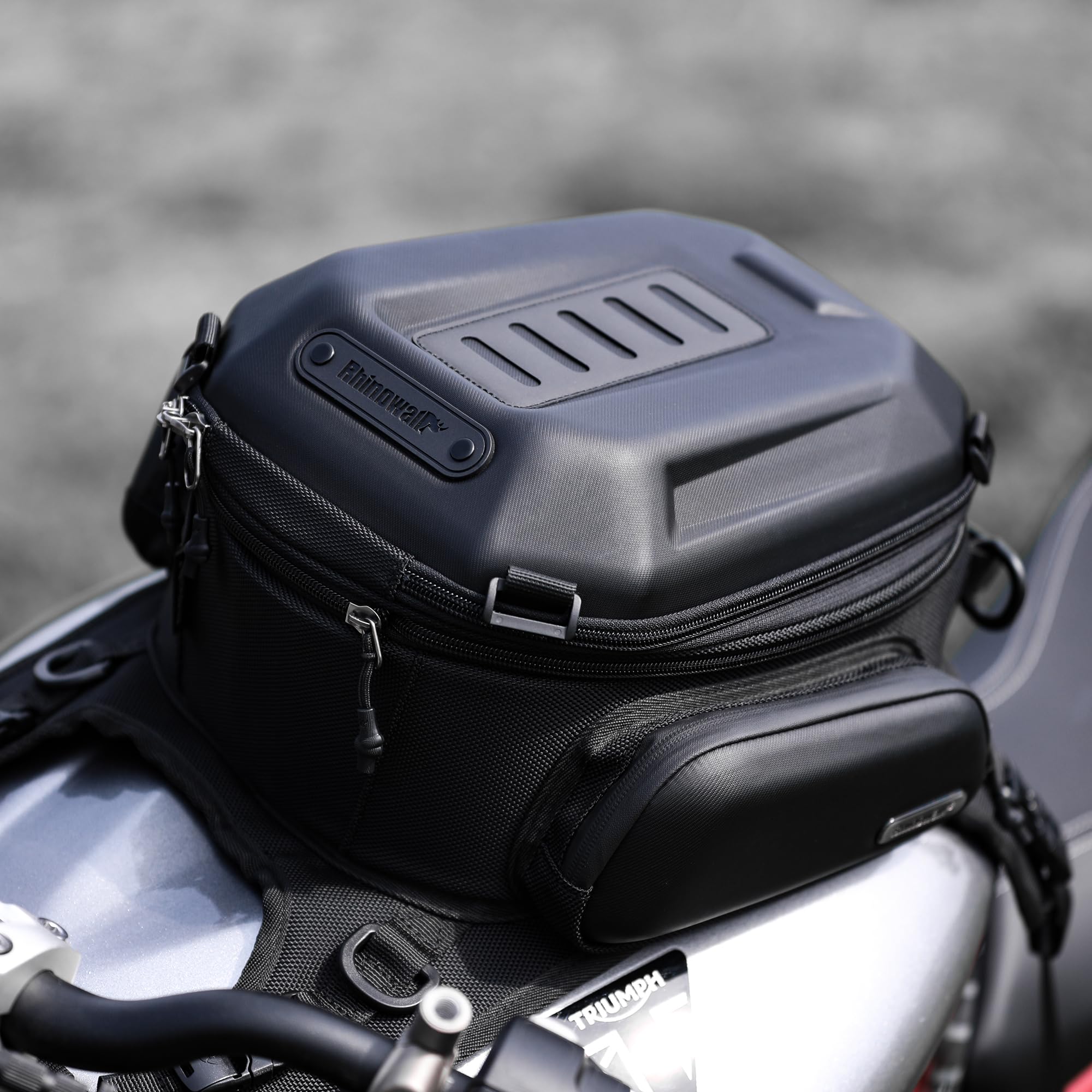 Rhinowalk Bolsa de Depósito de Motocicleta, Carcasa Dura, Impermeable, Expandible, 15-18 L - Almacenamiento para Asiento y Equipaje