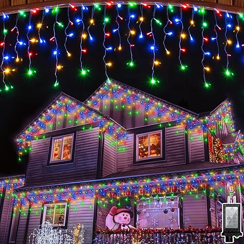 1296 luces LED de Navidad con 288 gotas, tira de luces de Navidad de 131 pies con 8 modos, impermeable, decoración al aire libre, luces de hadas con