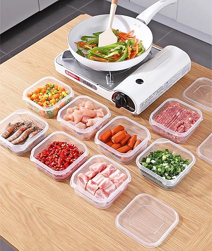 Miniatura 6 de Contenedores de almacenamiento de alimentos con tapas, organizadores de plástico para refrigerador, contenedores transparentes de 10.3 onzas