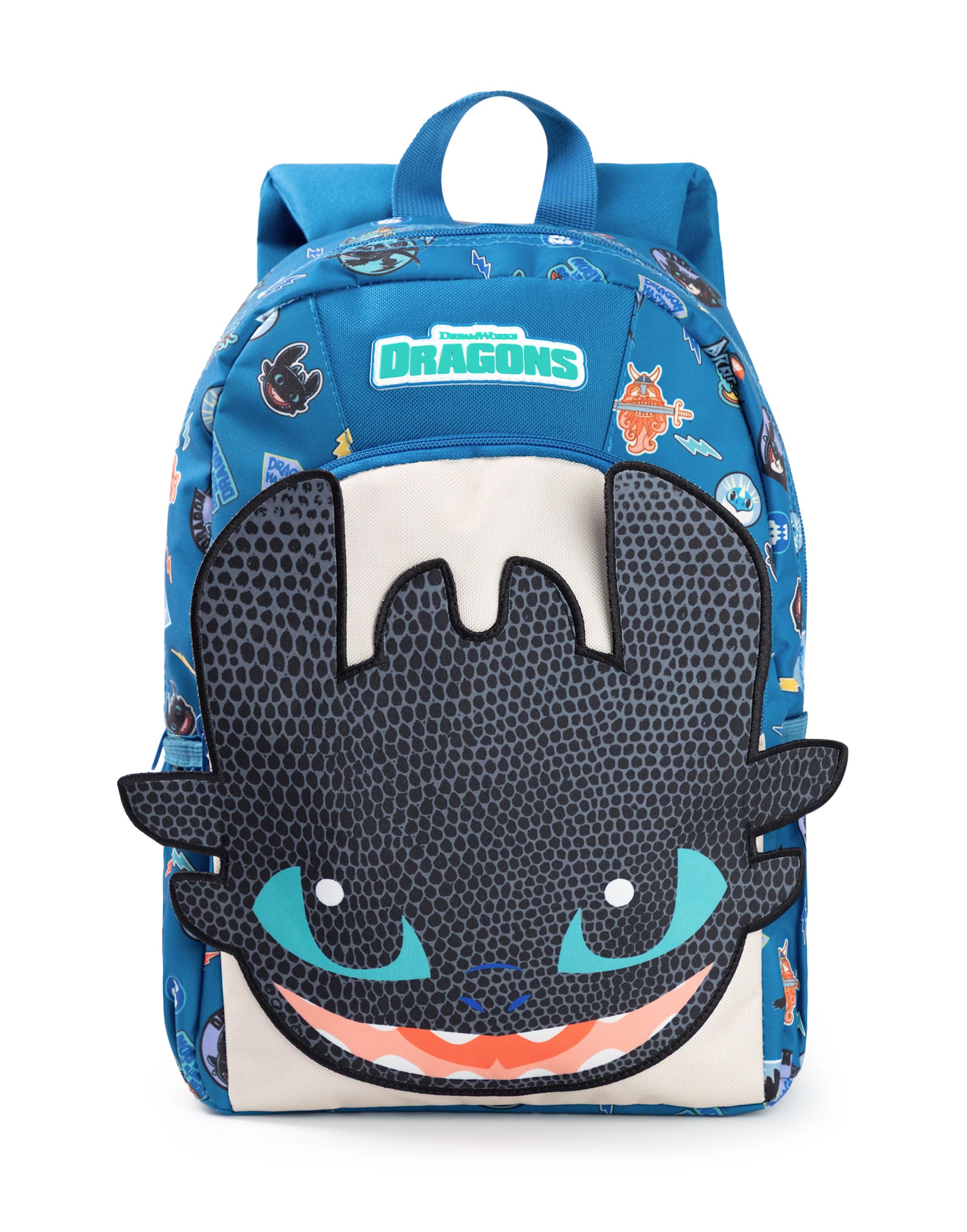 How To Train Your Dragon Szczerbatek niebieski plecak, zamek błyskawiczny dla dzieci, idealny do przyborów szkolnych i powrotu do szkoły | Dreamworks Dragons Character Merch