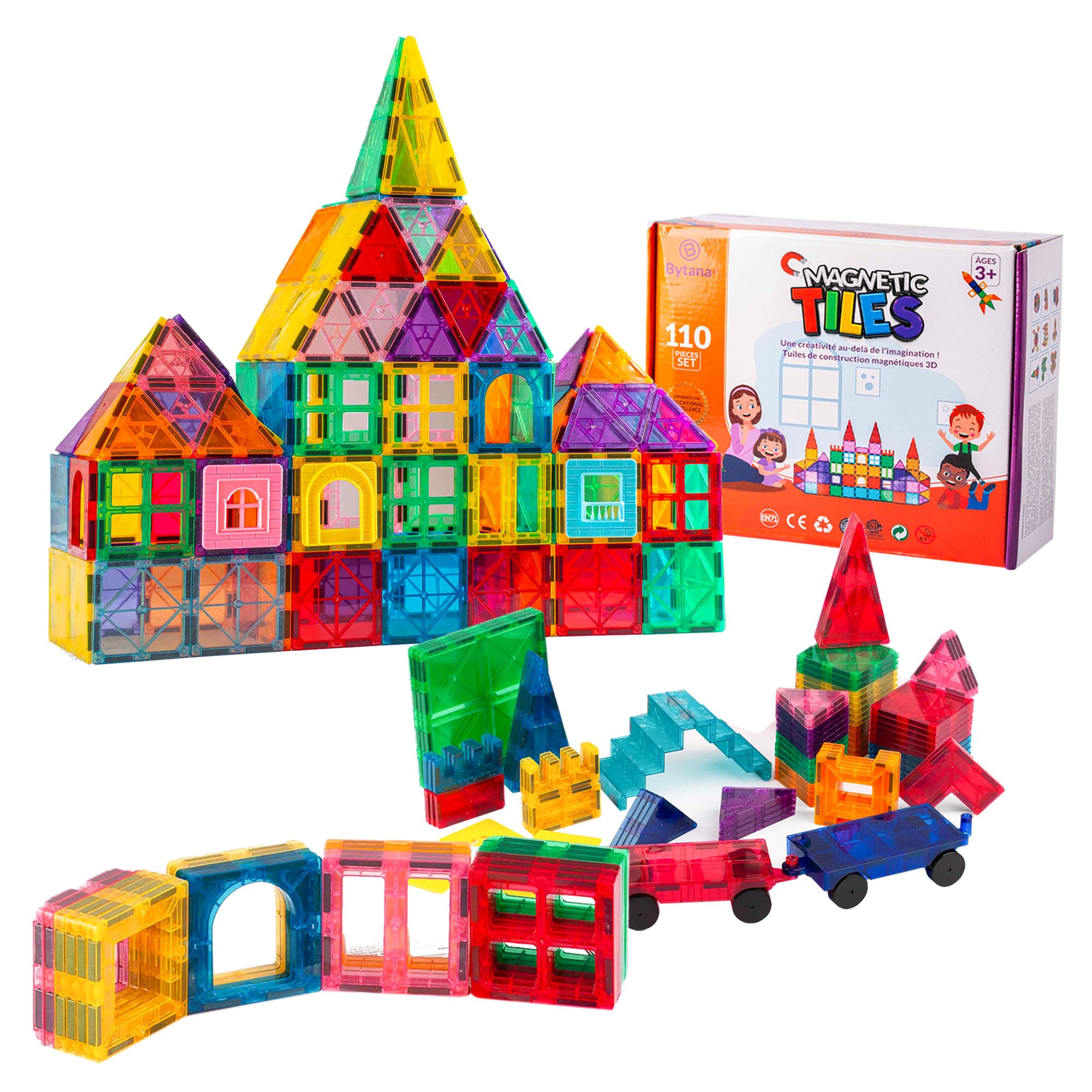 110 Piece Magnetic Building Toy for Kids - 3D Magnetic Blocks - Educational Toy to Develop Creativity and Skills - Perfect Gift for Children Over 3 Years Old