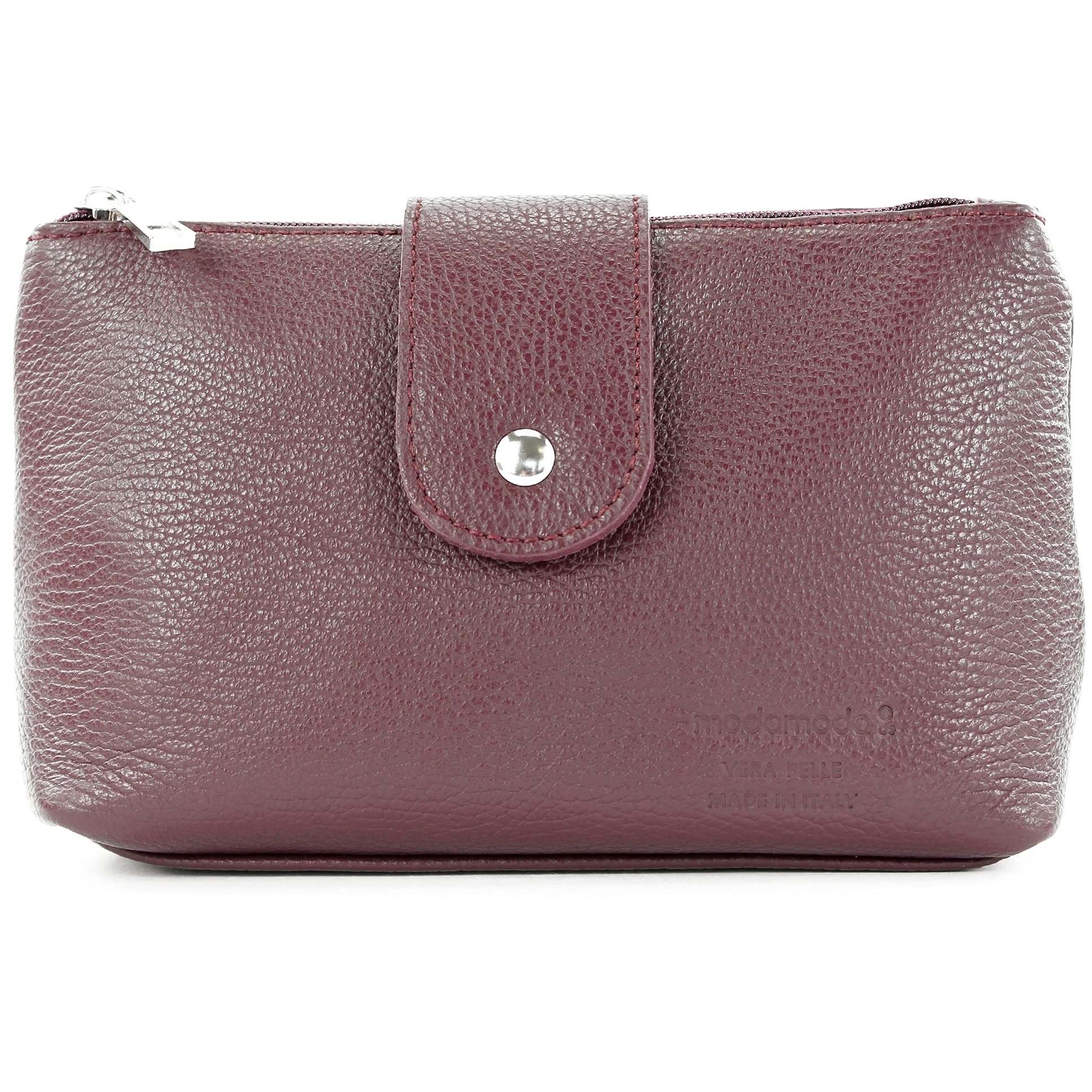modamoda de - T213 – Neceser de piel italiana, estuche para máscaras, tamaño mediano, color Morado, talla Small