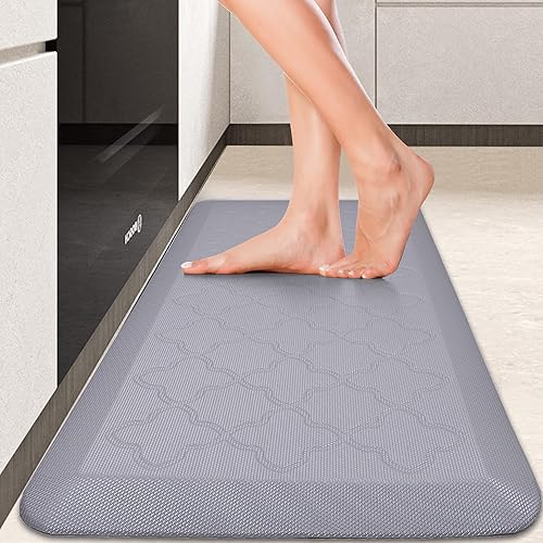 Kitchen Mat Cushioned Anti Fatigue Floor Mat ，7/8 Inch Thick Ergonomic Comfort Standing Mat Non Slip Waterproof Kitchen Rugs for Kitchen Office Sink Laundry (Grey, 17.3" x39"-0.87")