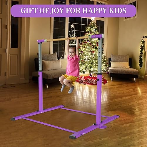 Miniatura 8 de YIintruan Kip Bar de gimnasia, barra horizontal para niños y niñas, altura ajustable de 3 a 5 pies, equipo de gimnasio en casa, ideal para