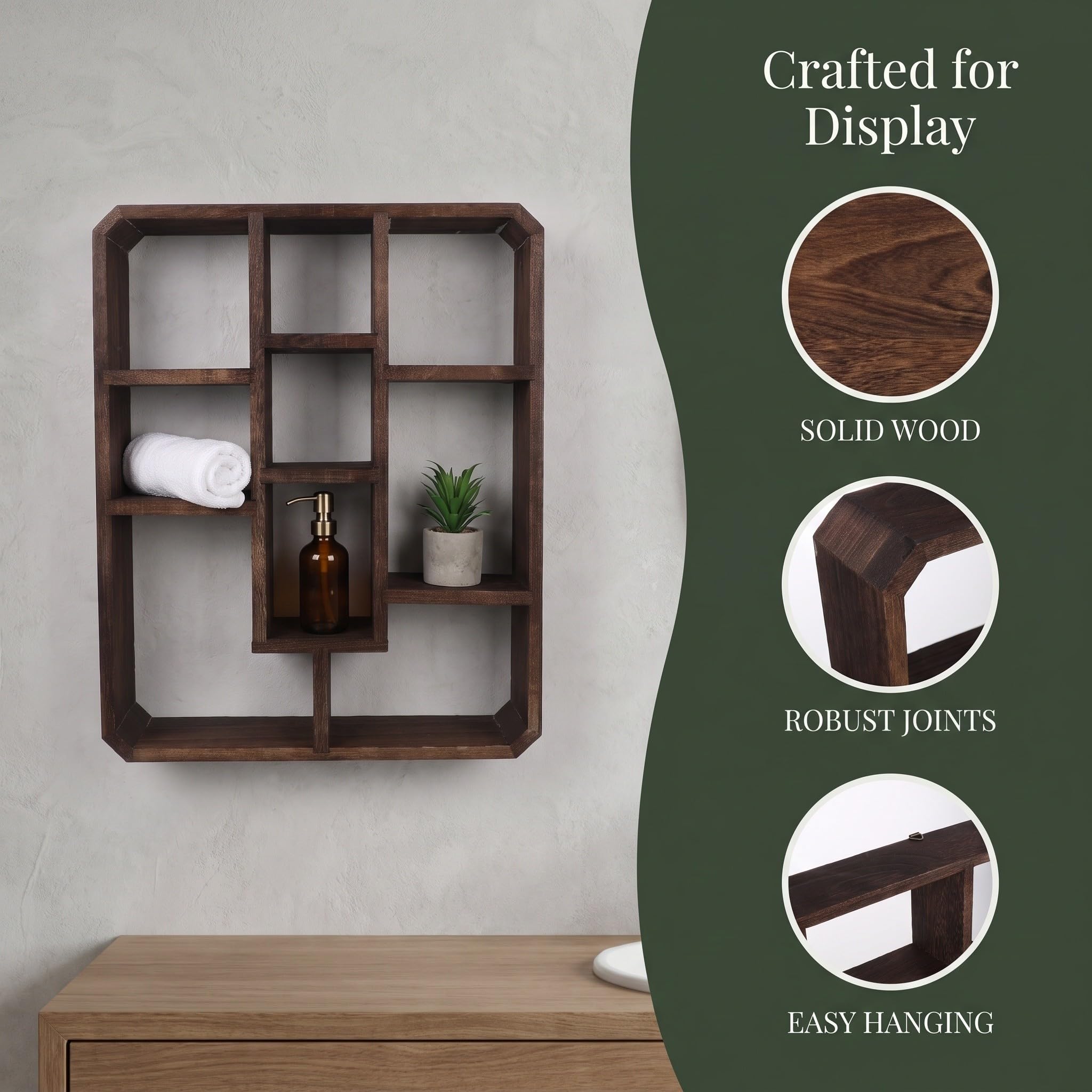 TEHAUX Estantería de Exhibición Compartimentos de Madera Marrón