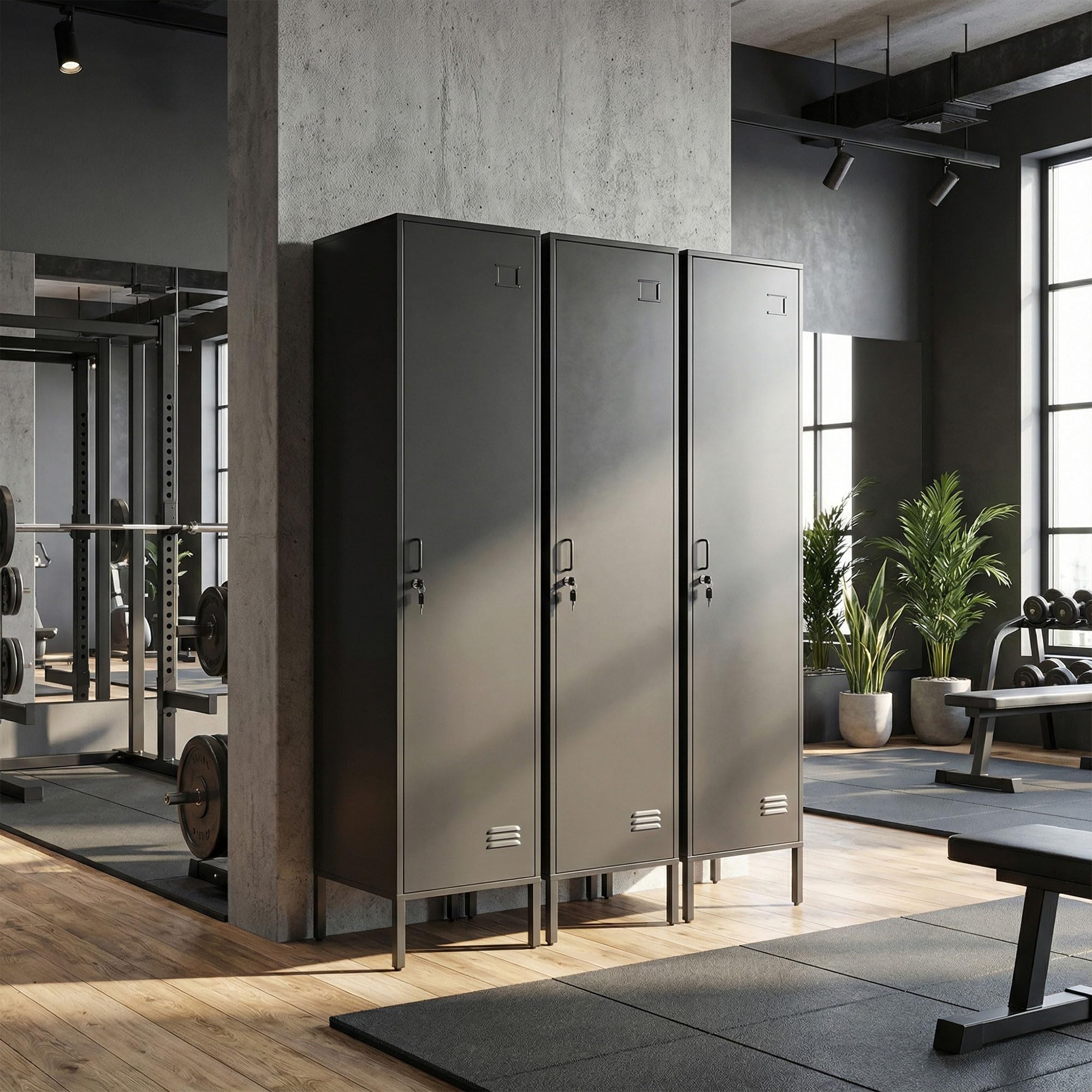 HOMCOM Metallshrank Spind Abschließbar Schließfachschrank mit Kleiderstange, Namensschildhalter, Lüftungsschlitze und Ablage Kleiderschrank Aufbewahrungsschrank 40x40x179cm Schwarz