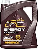 MANNOL 7907 ENERGY COMBI LL 5W-30 – Hochleistungs-Mehrbereichsmotoröl, bisynthetisch, für moderne Benzin- und Dieselmotoren 5 Liter