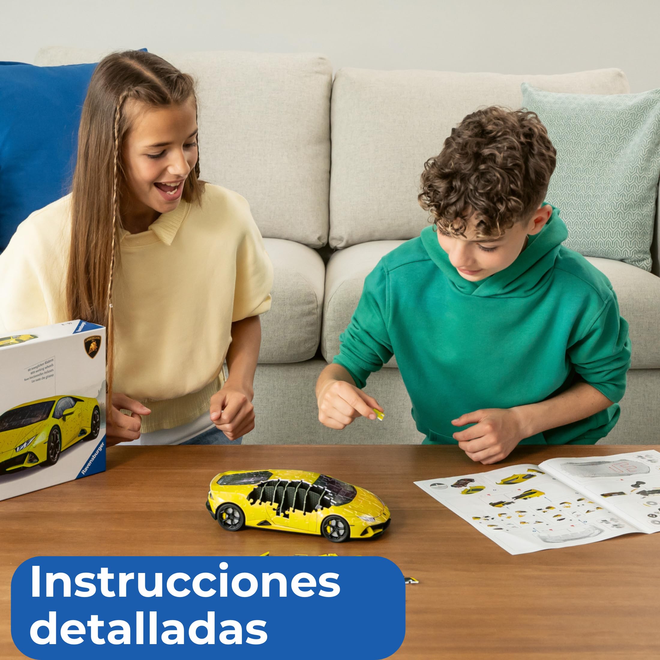 Ravensburger - Puzzle 3D Lamborghini Huracán EVO amarillo, 156 piezas | Maqueta 3D Lamborghini Huracán EVO amarilla de 156 piezas, para montar por adultos, de colección e ideal como regalo.