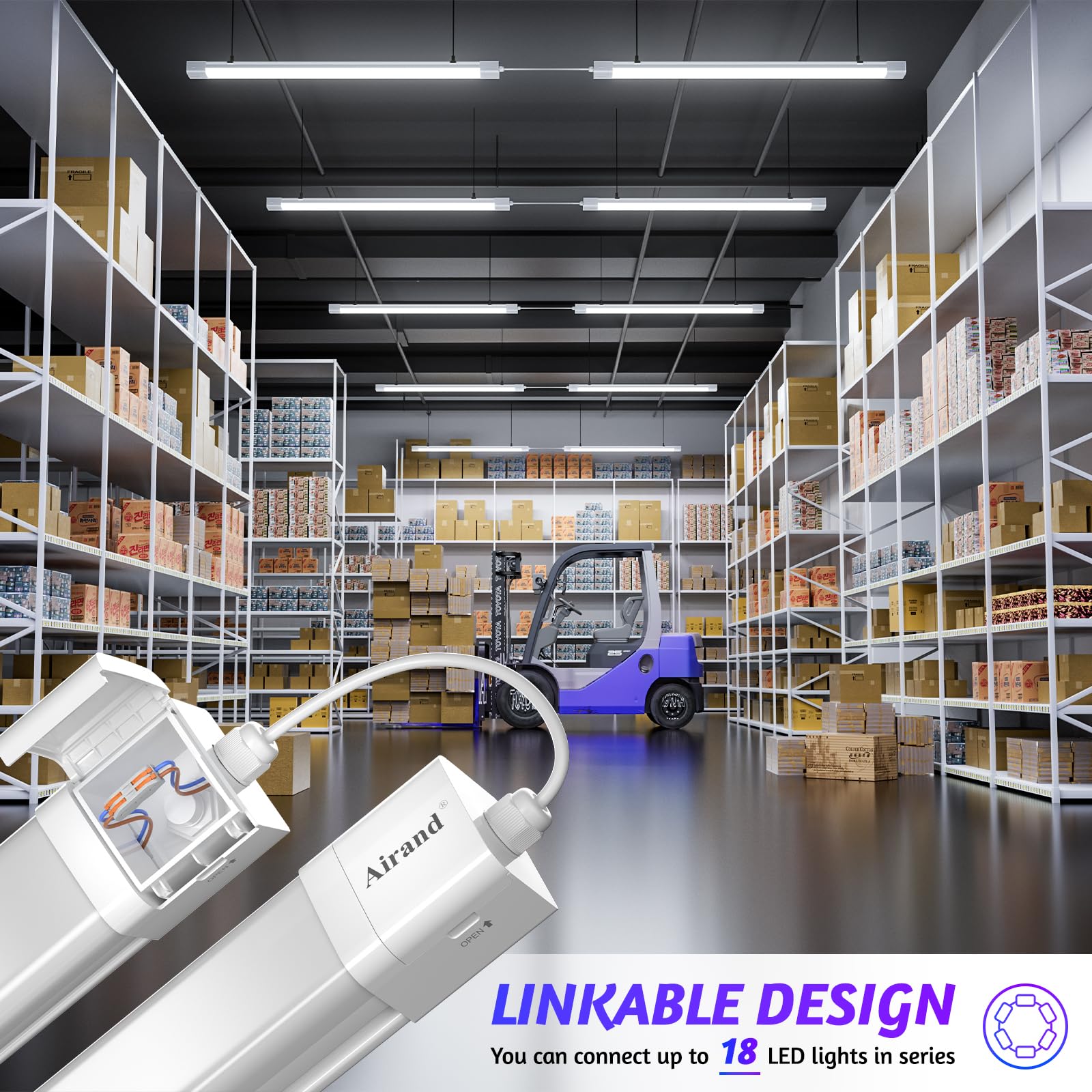 2 Stück Feuchtraumleuchte LED 120CM, Kellerlampe 36W 3600LM, GaragenLampe Kaltweiss 5000K, Röhre Lampe IP66 Wasserfest, Werkstattlampe Deckenleuchte Hell, Feuchtraum Leuchte für garage Werkstatt Kelle