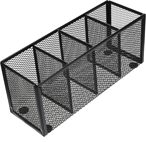 Alipis Soporte para bolígrafos de hierro forjado con cuatro rejillas, soporte para bolígrafos de alambre, organizador de brochas de maquillaje,