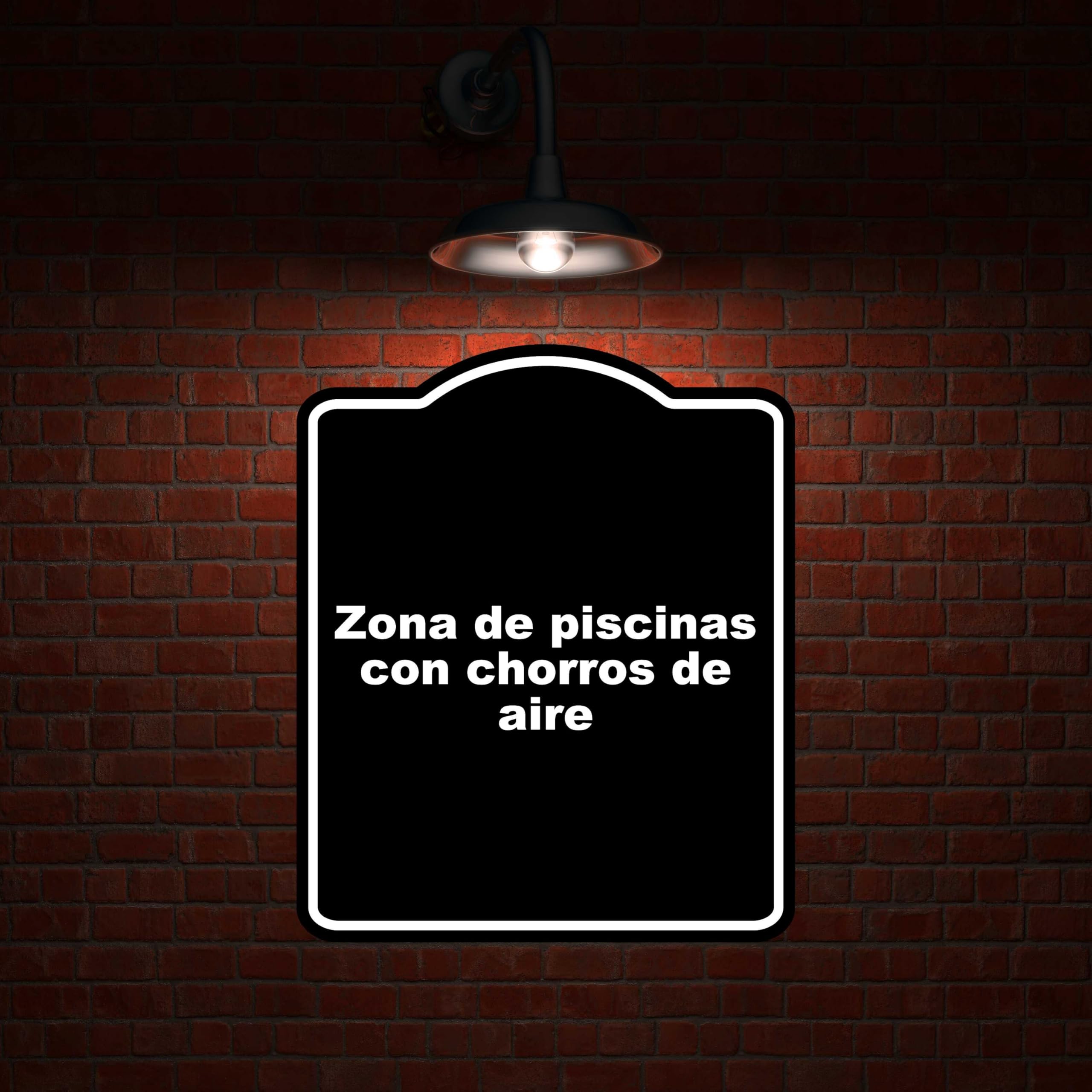 Zona de piscinas con chorros de aire BLACK Aluminum Composite Sign 8.5 x 10 inches