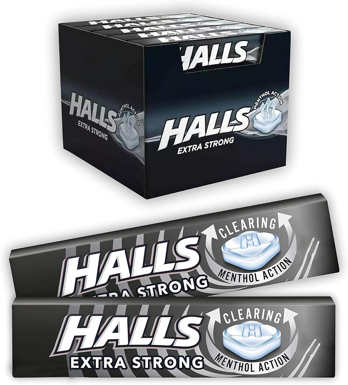 Halls Extra Strong Menthol Flavour Pack of 10 : Health & Household