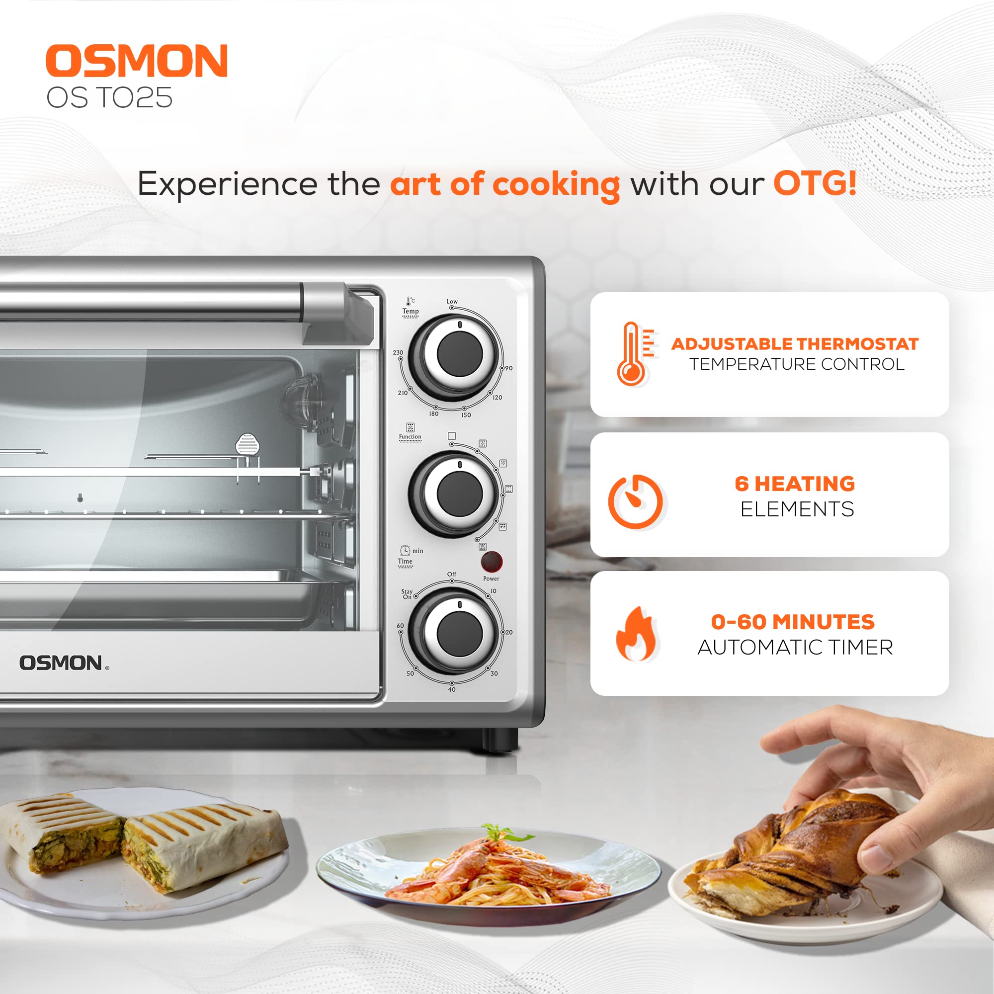 OSMON OS T025 Oven Toaster Griller - 25L, 6 Modes -4