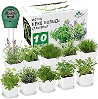 iRealgarden Indoor Herb Garden Kit: 10 Non-GMO Seeds, Soil Pods, Reusable Pots & Moisture Meter - Beginner Windowsill Starter for Fresh Herbs