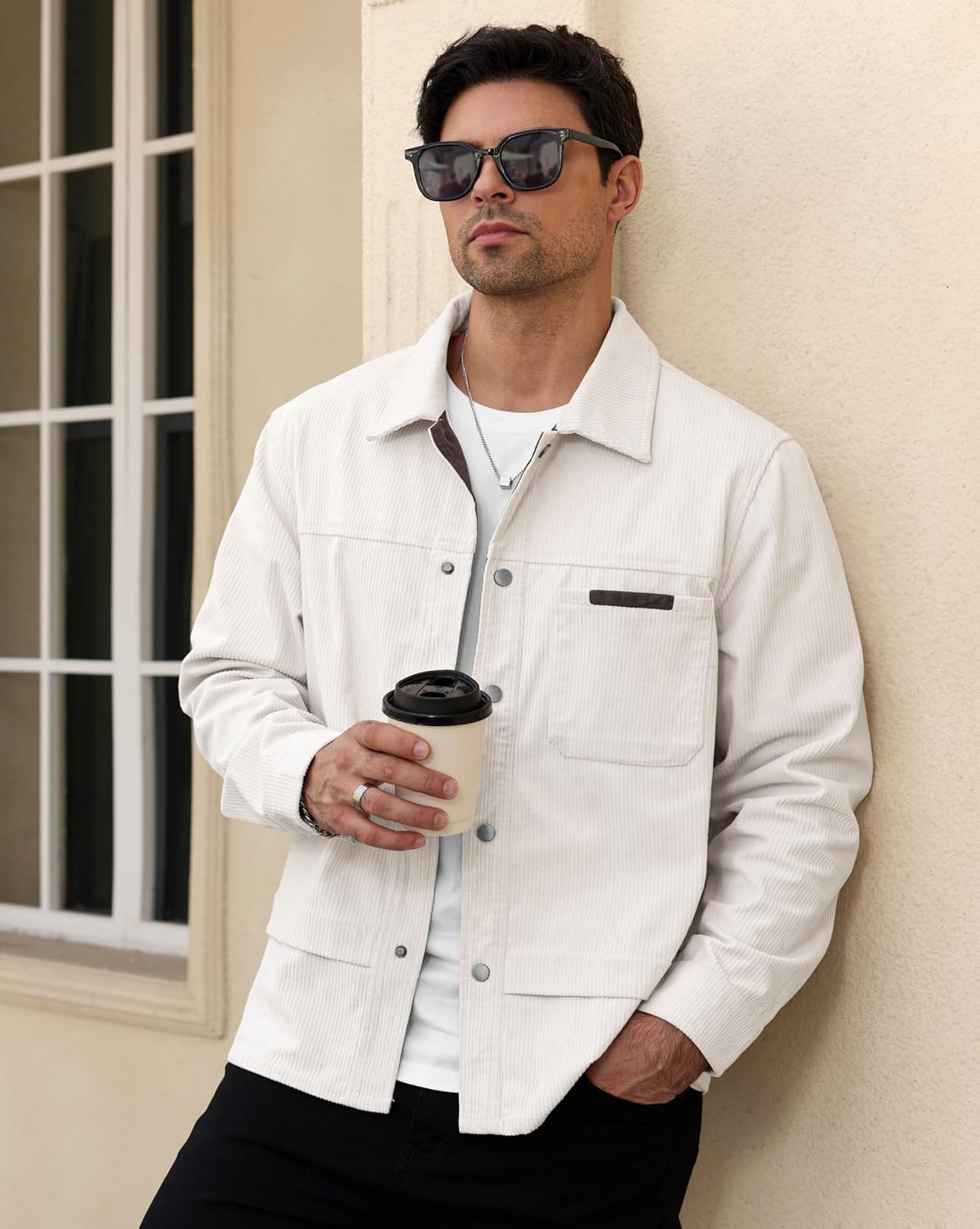 Mens Corduroy Button Jacket Casual Pocket Shirt (S-2XL) - Image 4