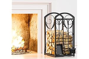 Kingson Firewood Rack With Indoor Wood Holders and Fireplace Tool Rack