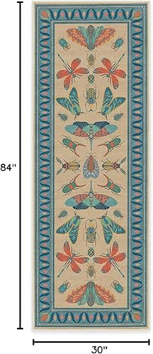 Miniatura 2 de RUGGABLE x Iris Apfel Alfombra antideslizante de pasillo, lavable a máquina, moderna, multicolor Flutterby 2.5x7, resistente a manchas,