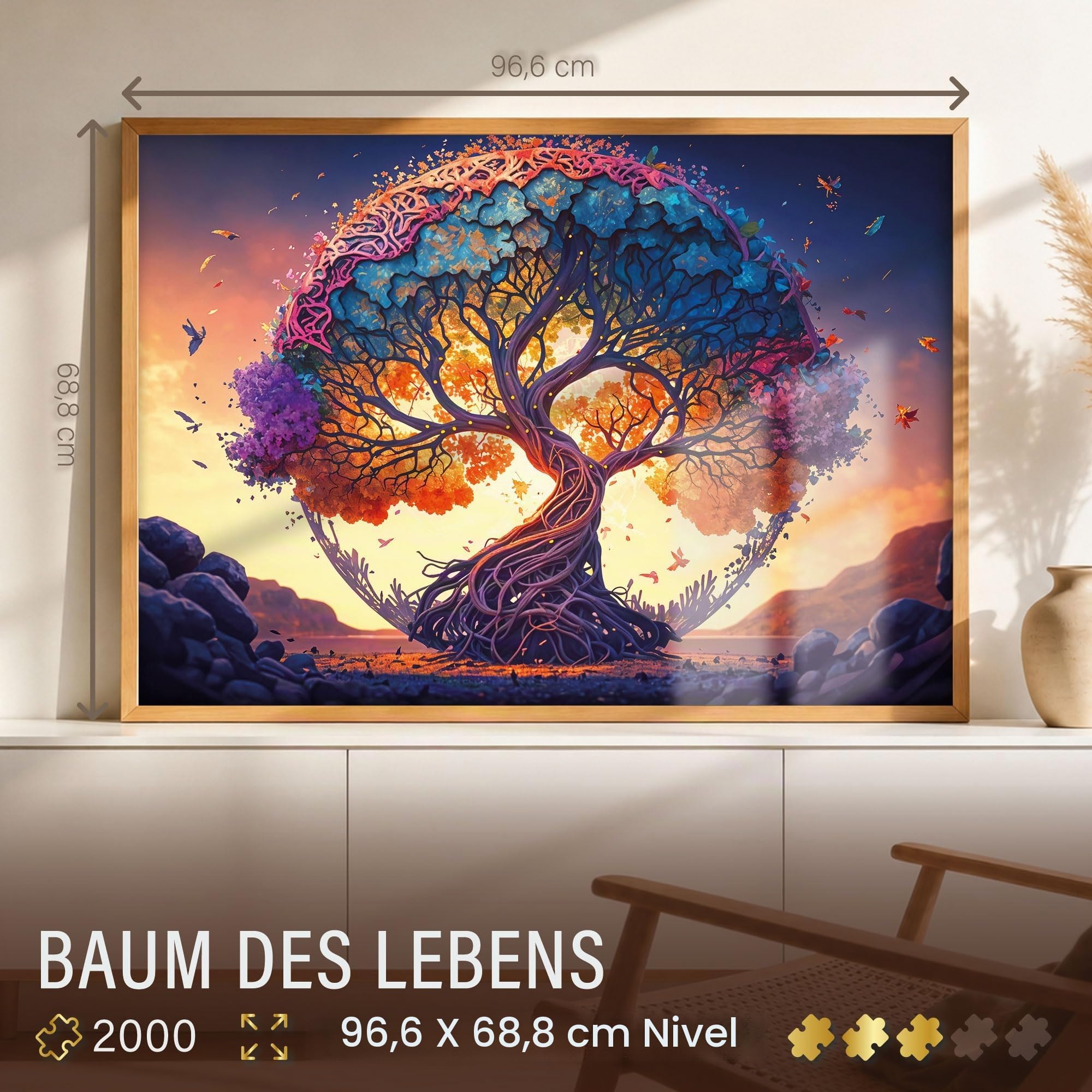 Ulmer Puzzleschmiede - Puzzle de 2000 piezas "Árbol de la vida" - Maravilloso diseño de rompecabezas de árbol de la vida - Fantástico puzle para adultos con 2000 piezas