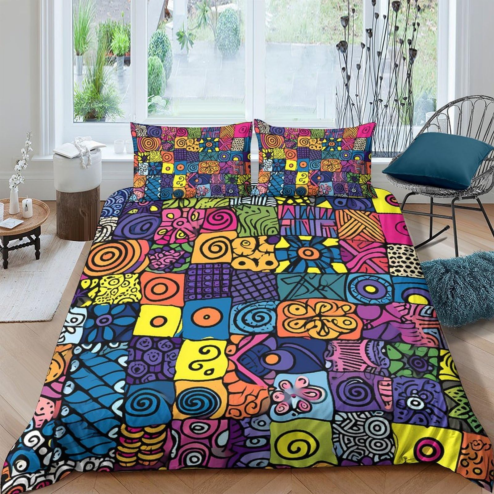 Ctjqhvkz Style-2 3D Printed Colorful Patchwork Fitted Sheet Microfiber Vibrant Abstract Spiral Bed Cover For Bedroom Dorm Mattress Protection Single（135X200cm）