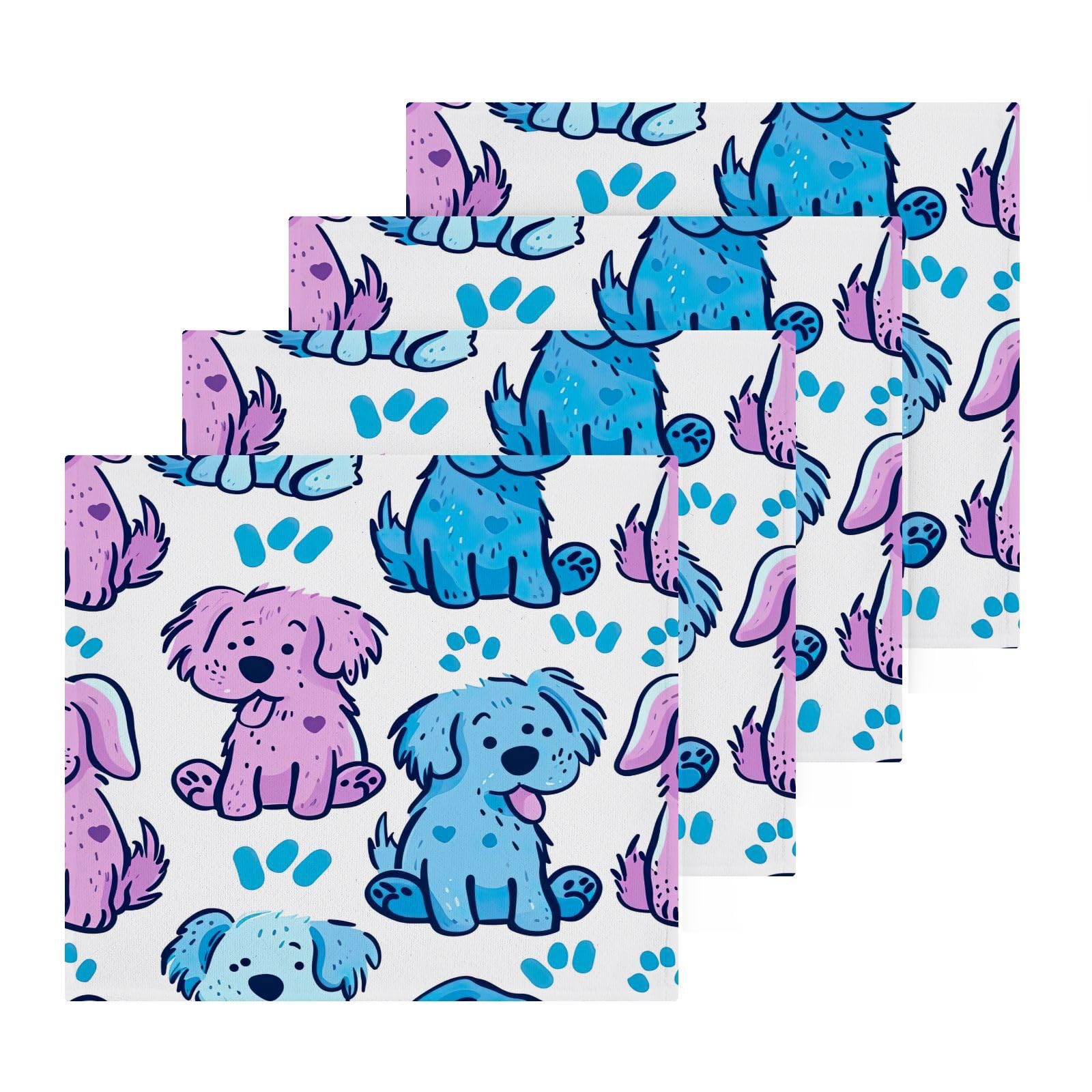 PaChyLuu 6 Pack Cartoon Dogs Cotton Washcloths Highly Absorbent Face Cloth Reusable Body Towels, Gentle for Sensitive Skin, 12 x 12 Inch