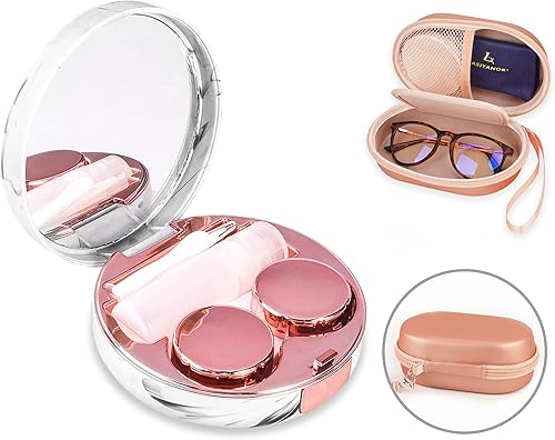 Miniatura 7 de Kit de viaje para lentes de contacto con arandela limpiadora, caja de contacto portátil con pinzas de espejo, herramienta de eliminación de botellas