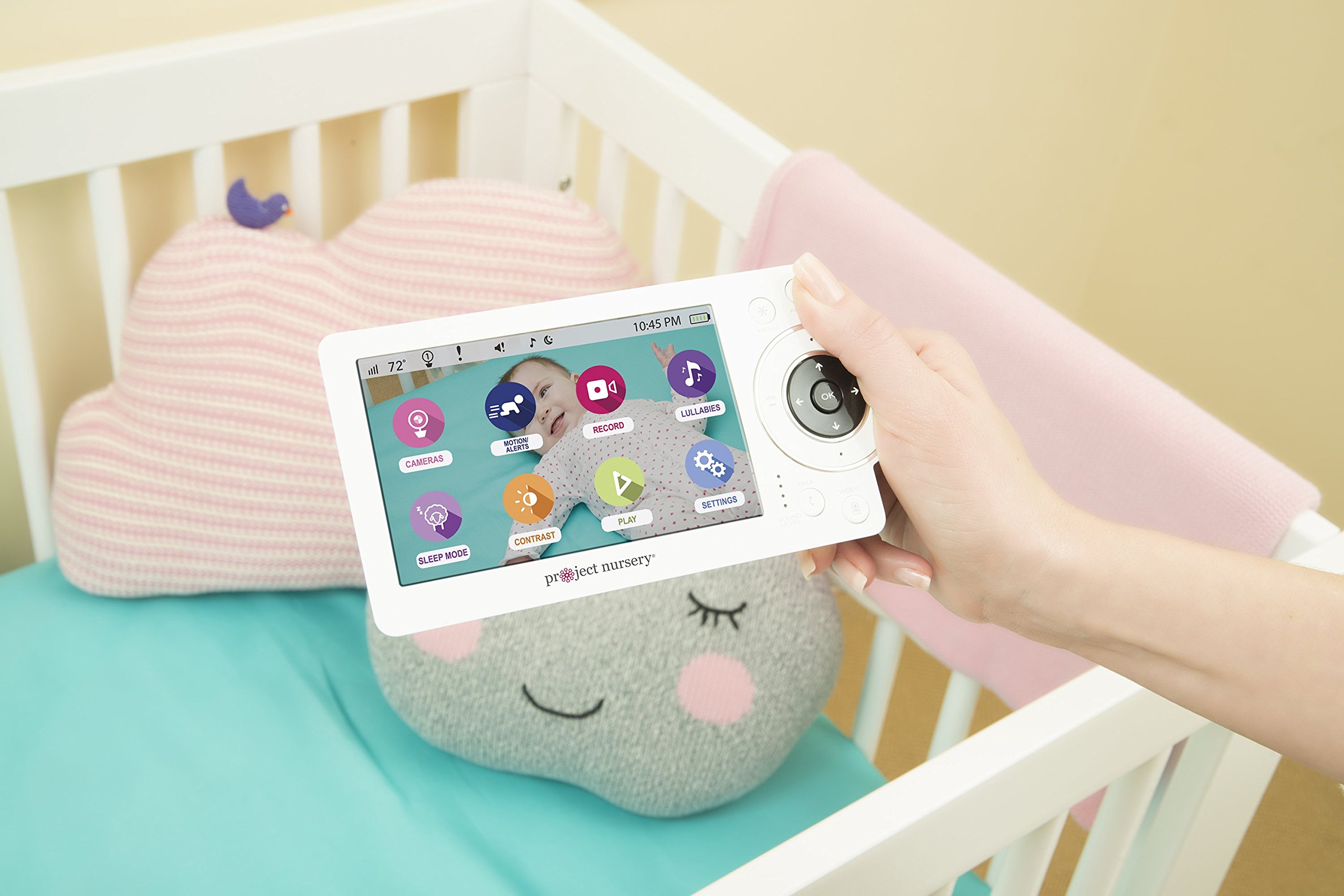 Project Nursery 5" High Definition System Baby Monitor con 1.5" Mini Monitor - 1 bianca