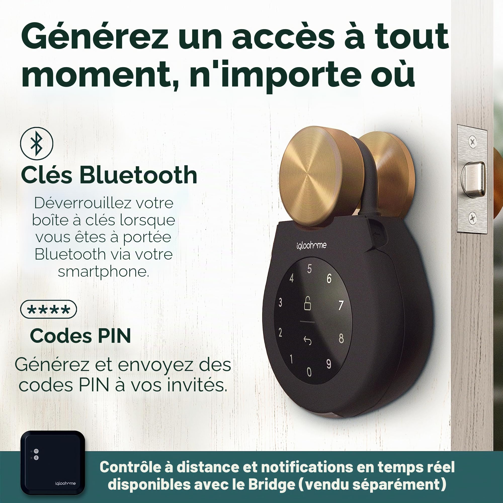 igloohome Smart Keybox 3 Boîte à Clés Connectée – Grand Coffre à Clés Intelligent avec Synchronisation Airbnb (iOS/Android) - Générez à Distance des Codes Bluetooth et des Codes PIN sans Internet
