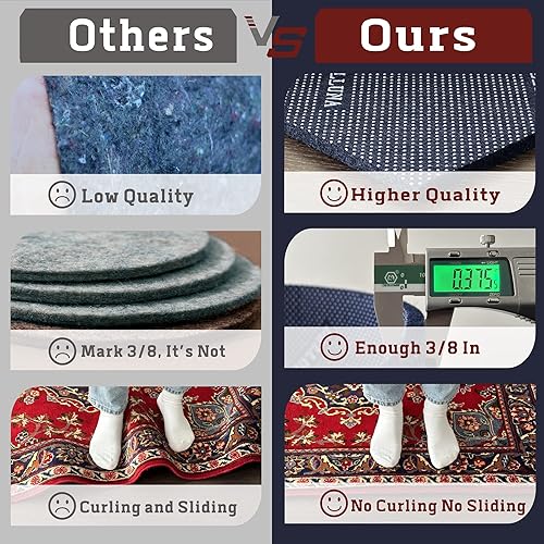 Miniatura 2 de Almohadilla antideslizante de 4 x 6 pies, goma doble cara de 38 pulgadas de grosor + fieltro, acolchada de lujo de alta calidad, segura para todos