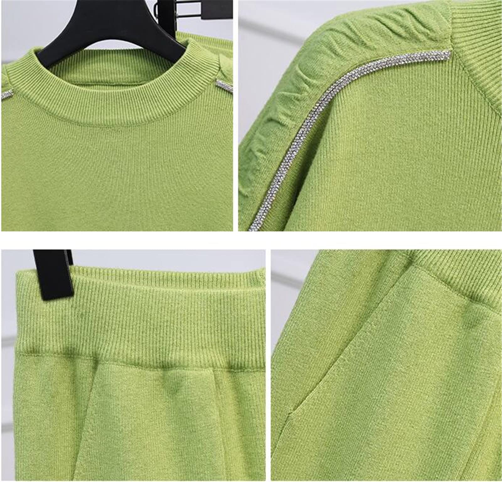 Due Pezzi Set Donne Moda Maglia Tuta Autunno Tuta 2 Pezzo Set Allentato Manica Lunga Maglione Maglia Pantaloni Tuta, Immagine a colori 1., L