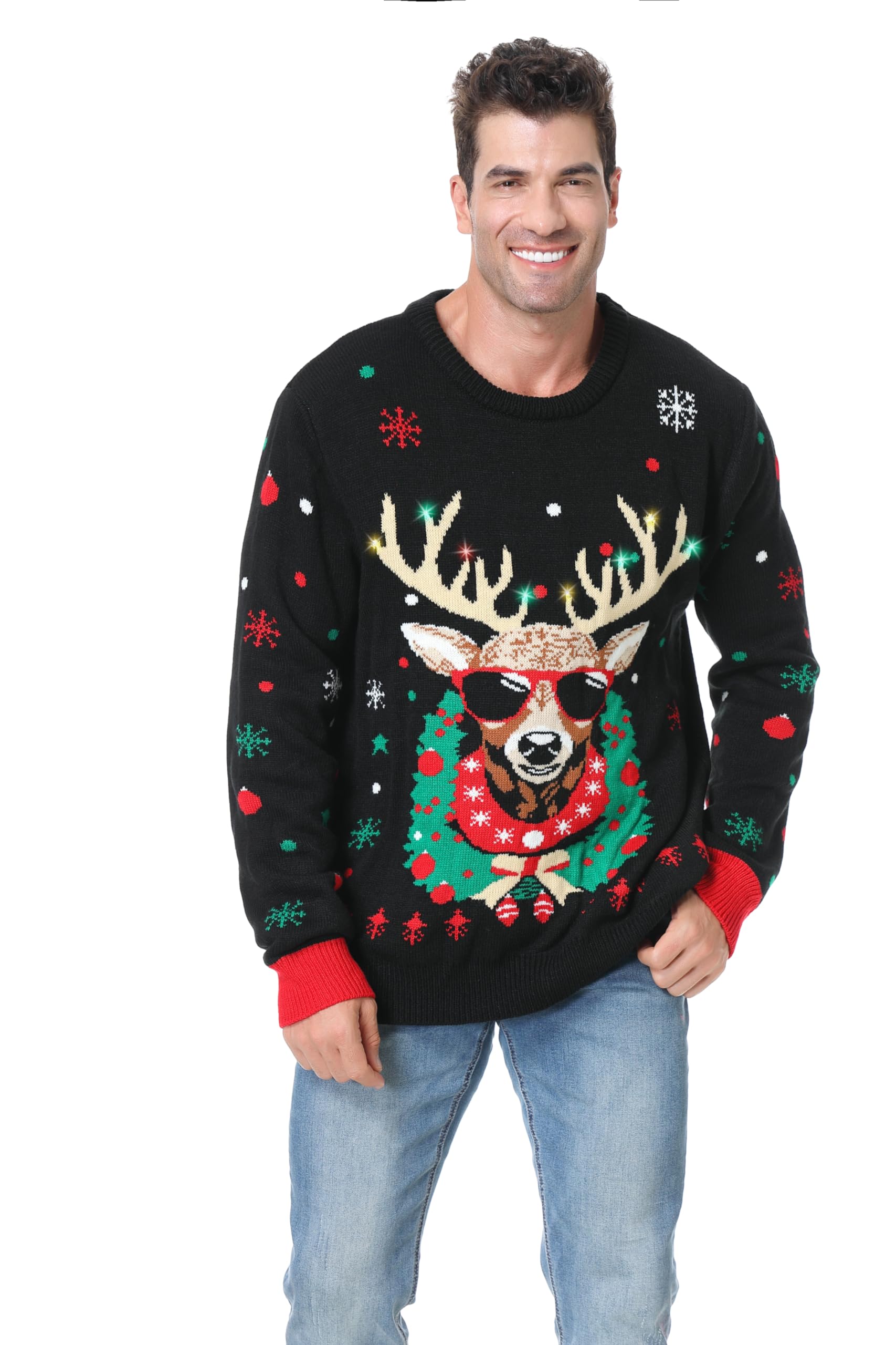 Ugly Christmas Sweater for Men Women Knitted Long Sleeve Pullover Funny Novelty Sweater for Party