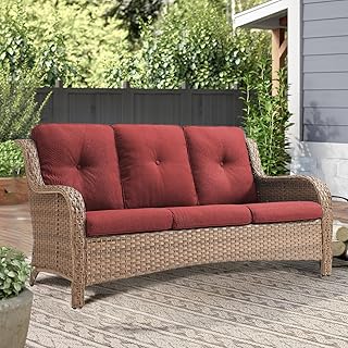 Outdoor Wicker Couch-Outdoor Couch All Weather PE Wicker Patio Sofa Outd...