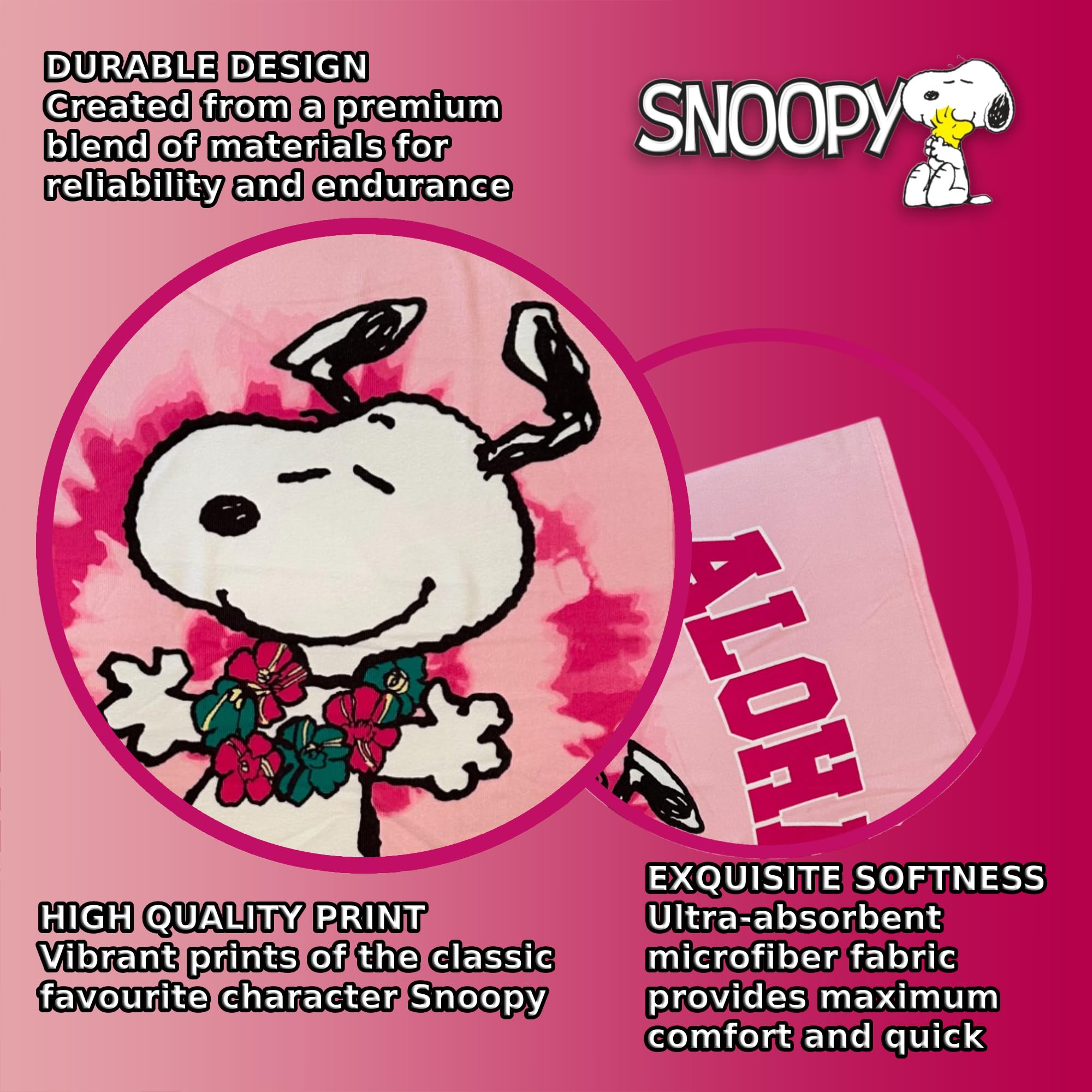 Peanuts Snoopy Serviette Pour Enfant 70 X 140 Cm | 100 % Polyester